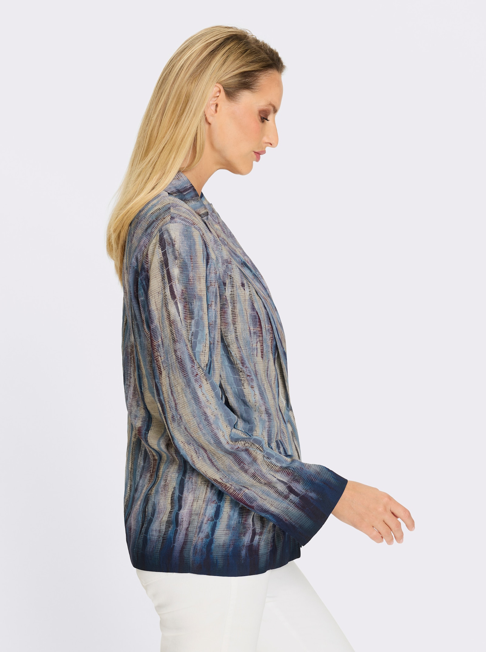 heine Blusenblazer in Batik-Optik - rauchblau-sesam-bedruckt