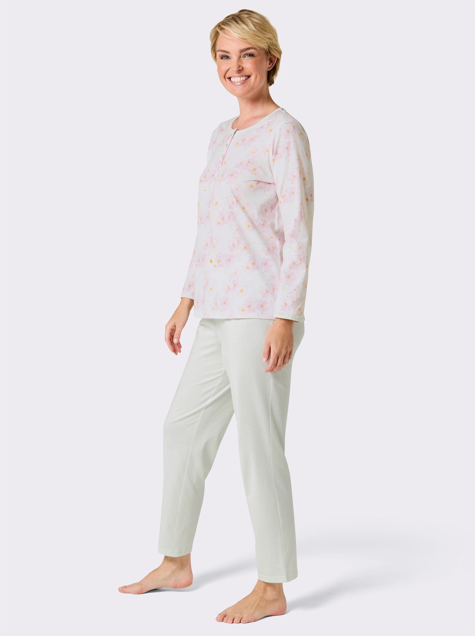 wäschepur Pyjama - wit/zacht mint bedrukt