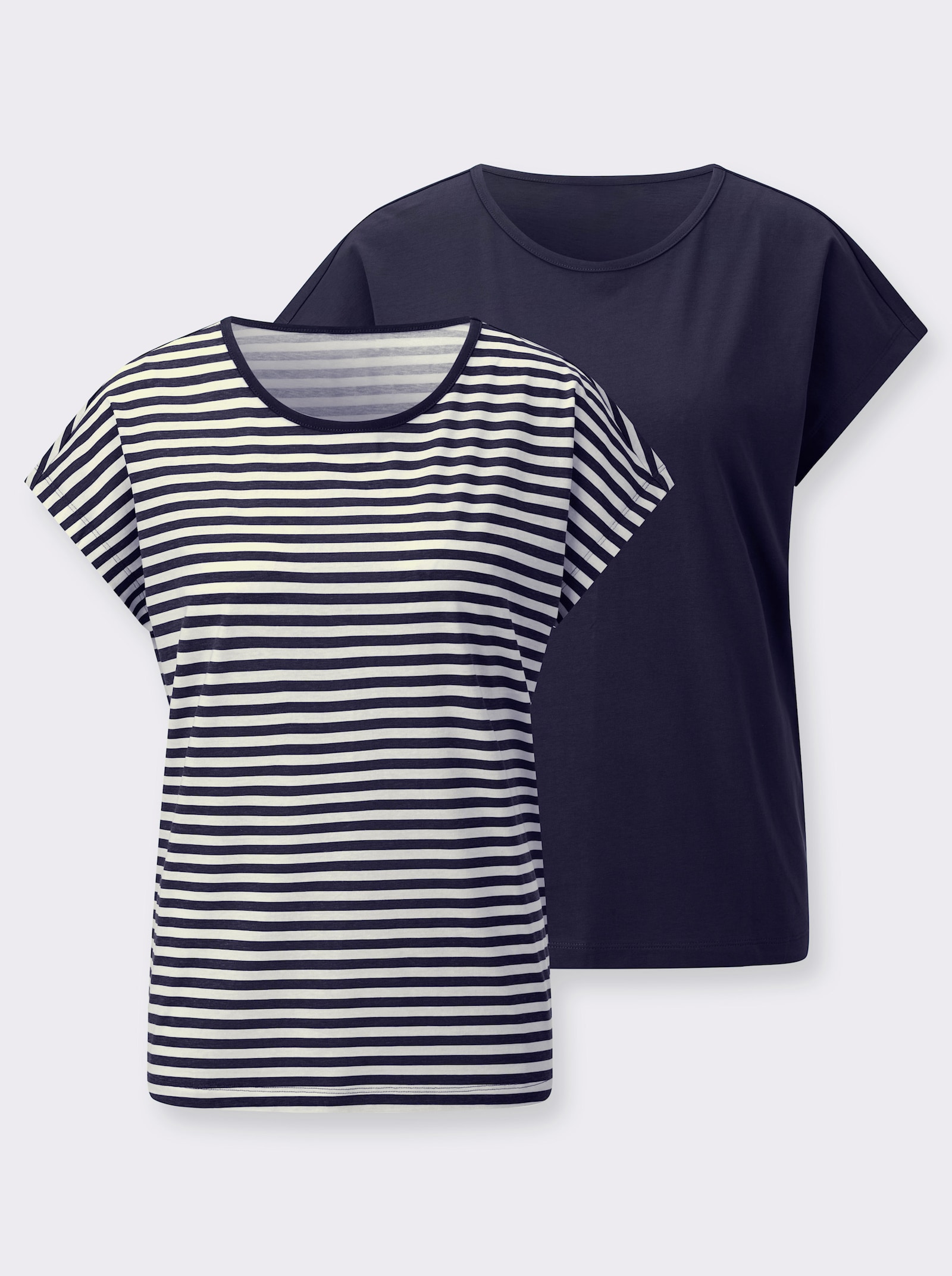 Shirt-Set mit überschnittenen Schultern - marine