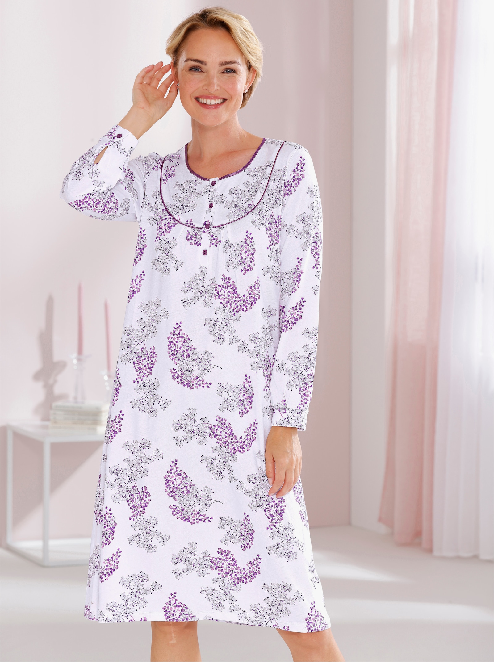 wäschepur Nachthemd - wit/orchidee