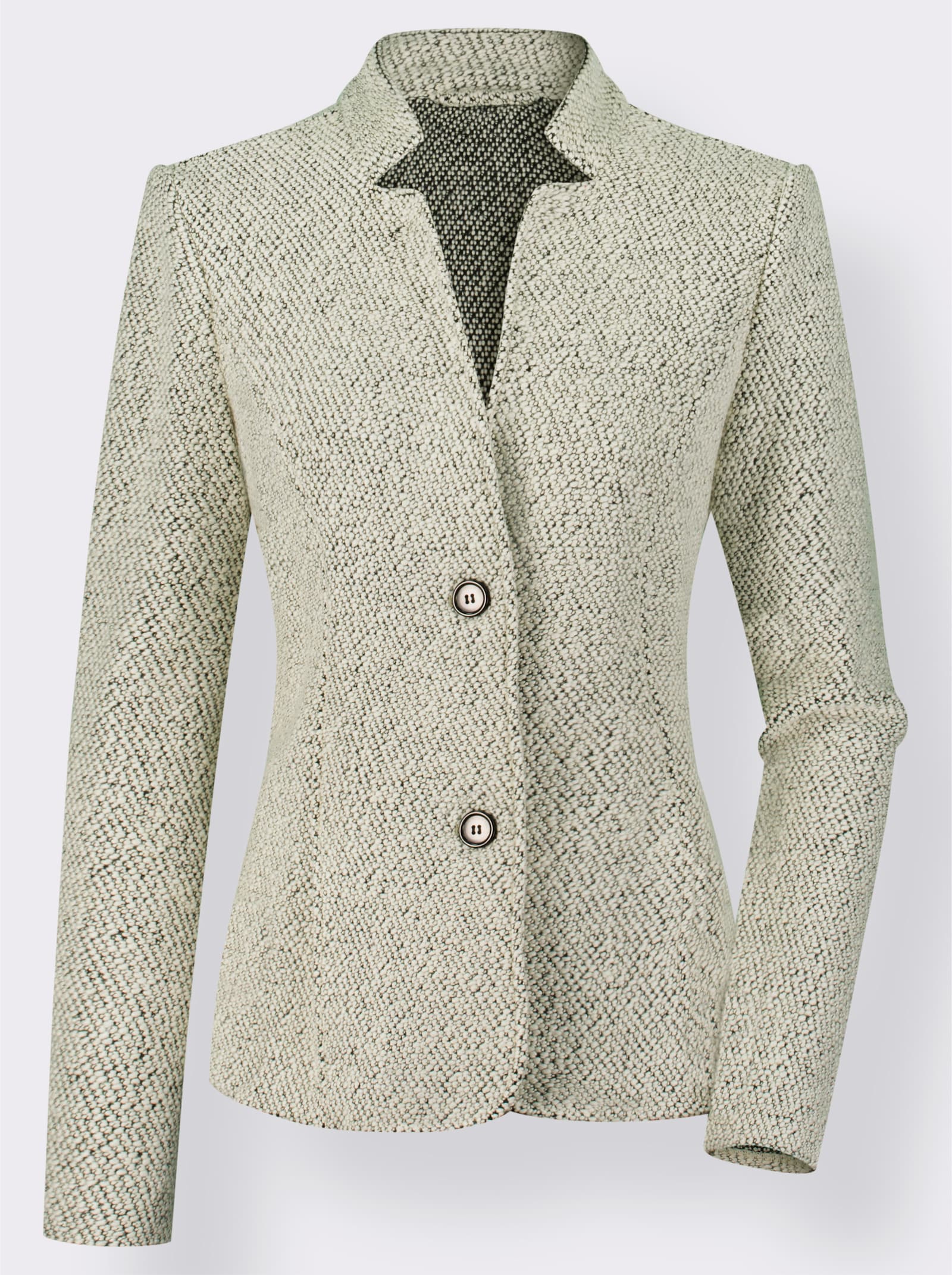 Korte blazer van bouclé - zwart/wit