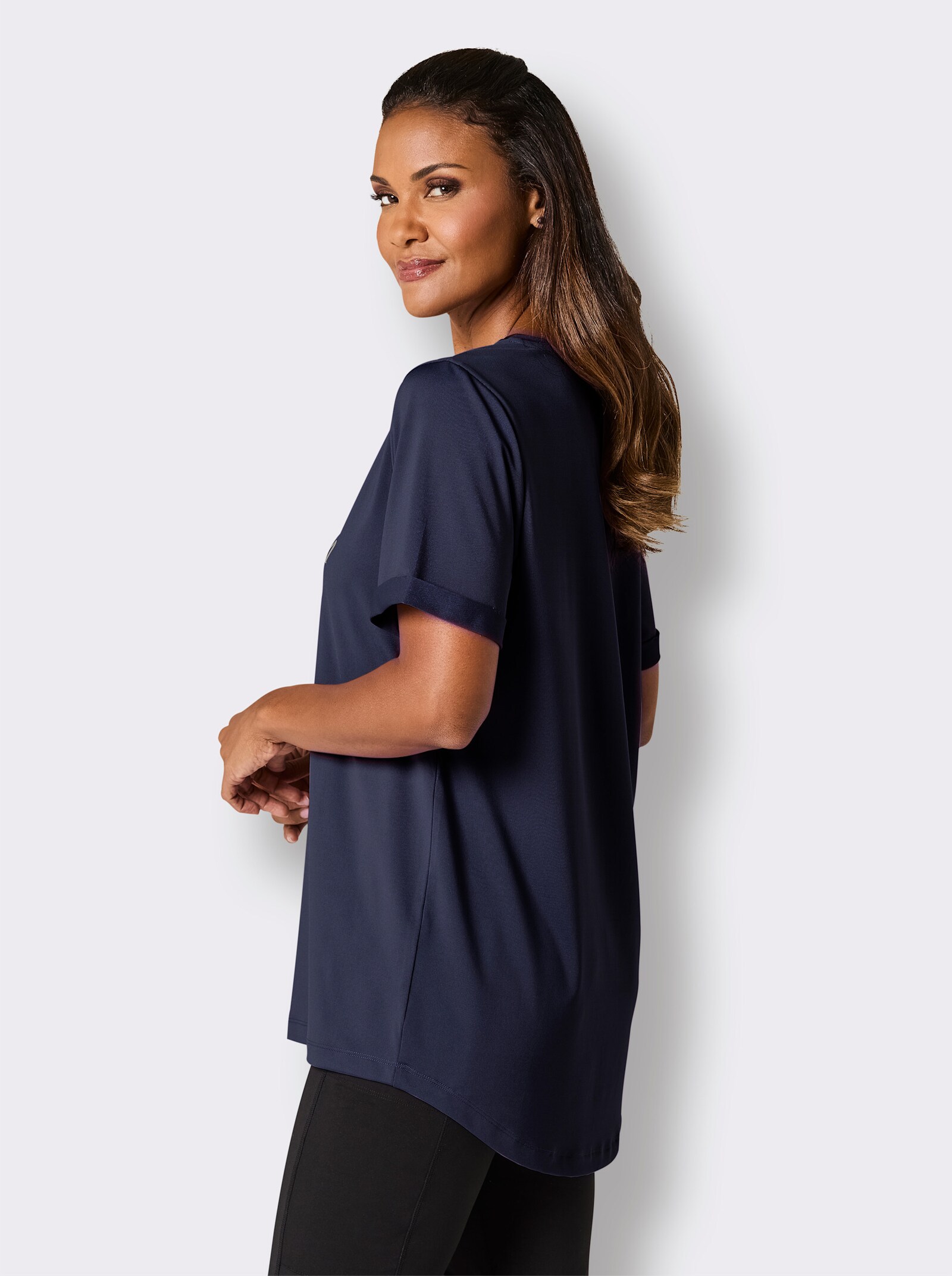 Catamaran Sports Funktionsshirt mit hinten längerem Saum - marine