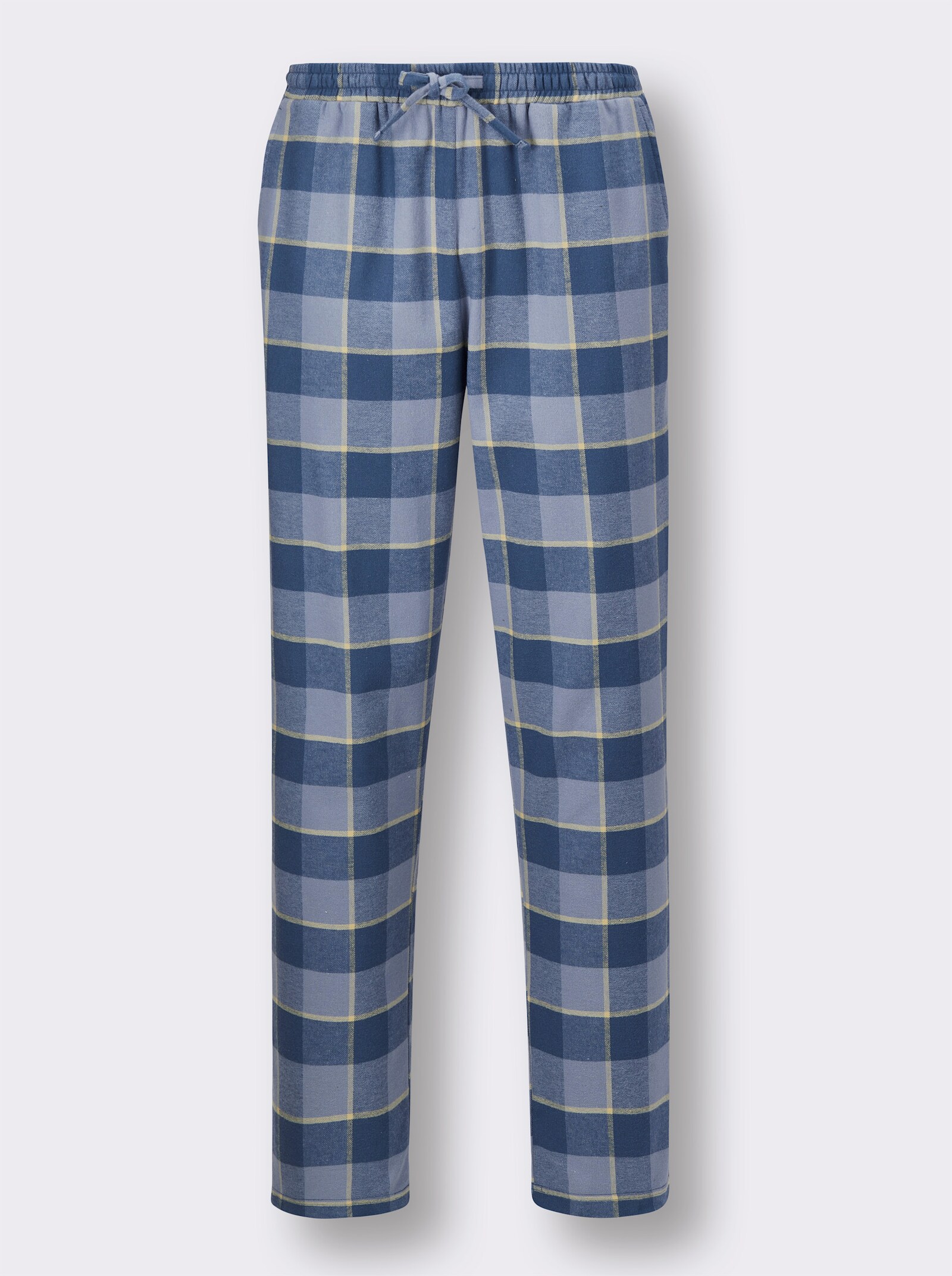 wäschepur men Schlafanzug - jeansblau-gelb-kariert