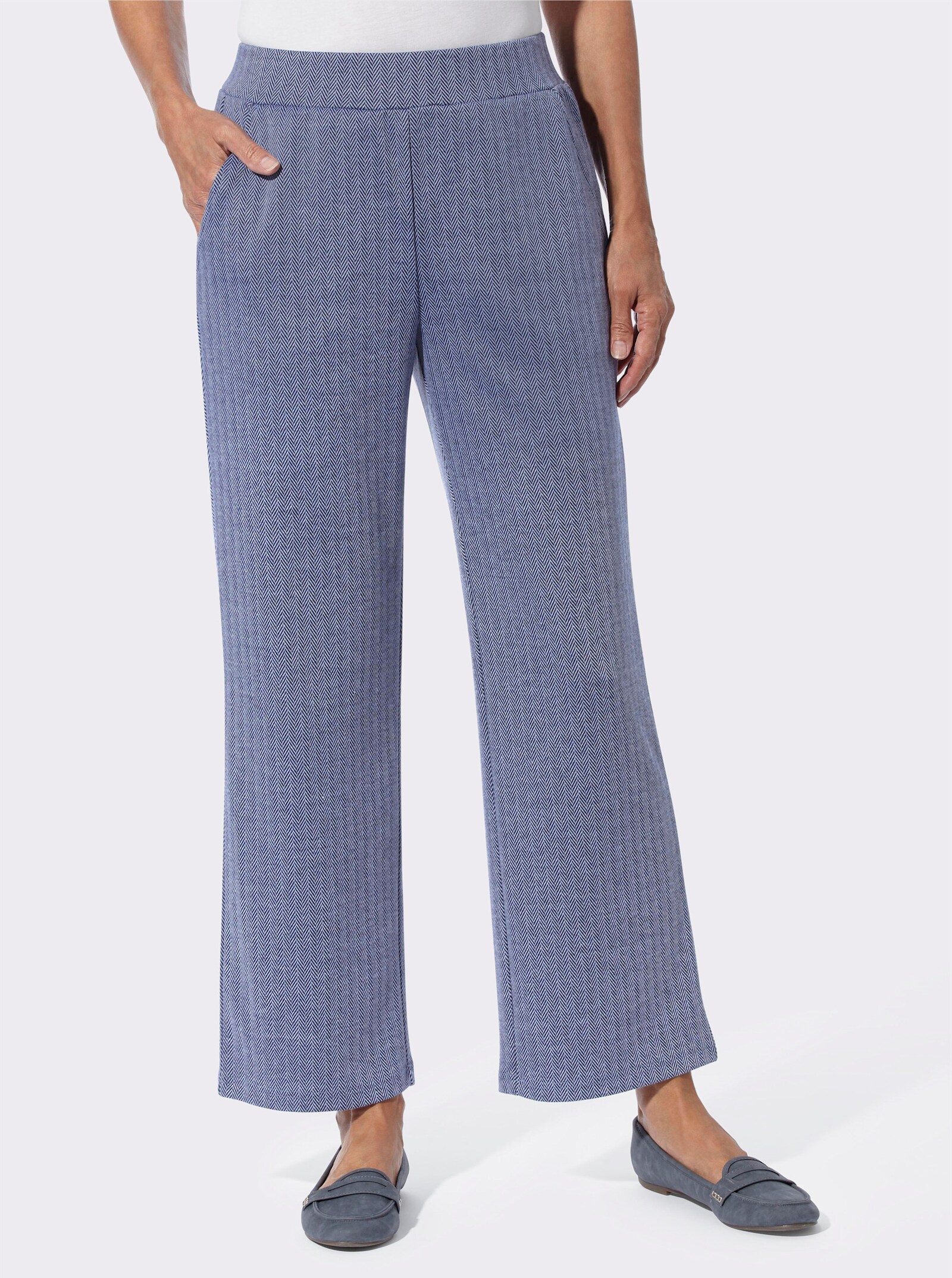 Jerseyhose mit weiter Form - marine-taubenblau-gemustert