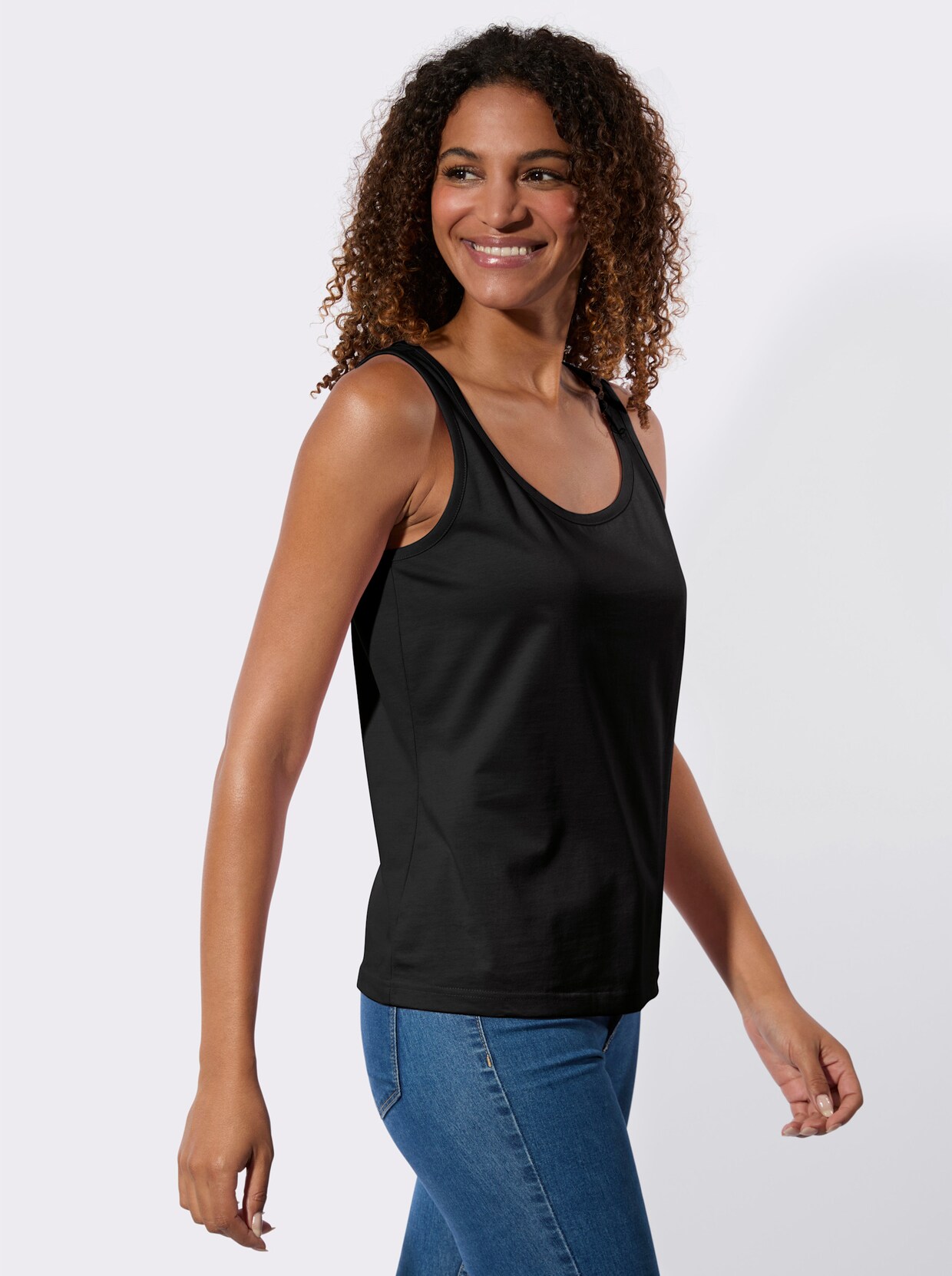 Shirttop - schwarz + ecru