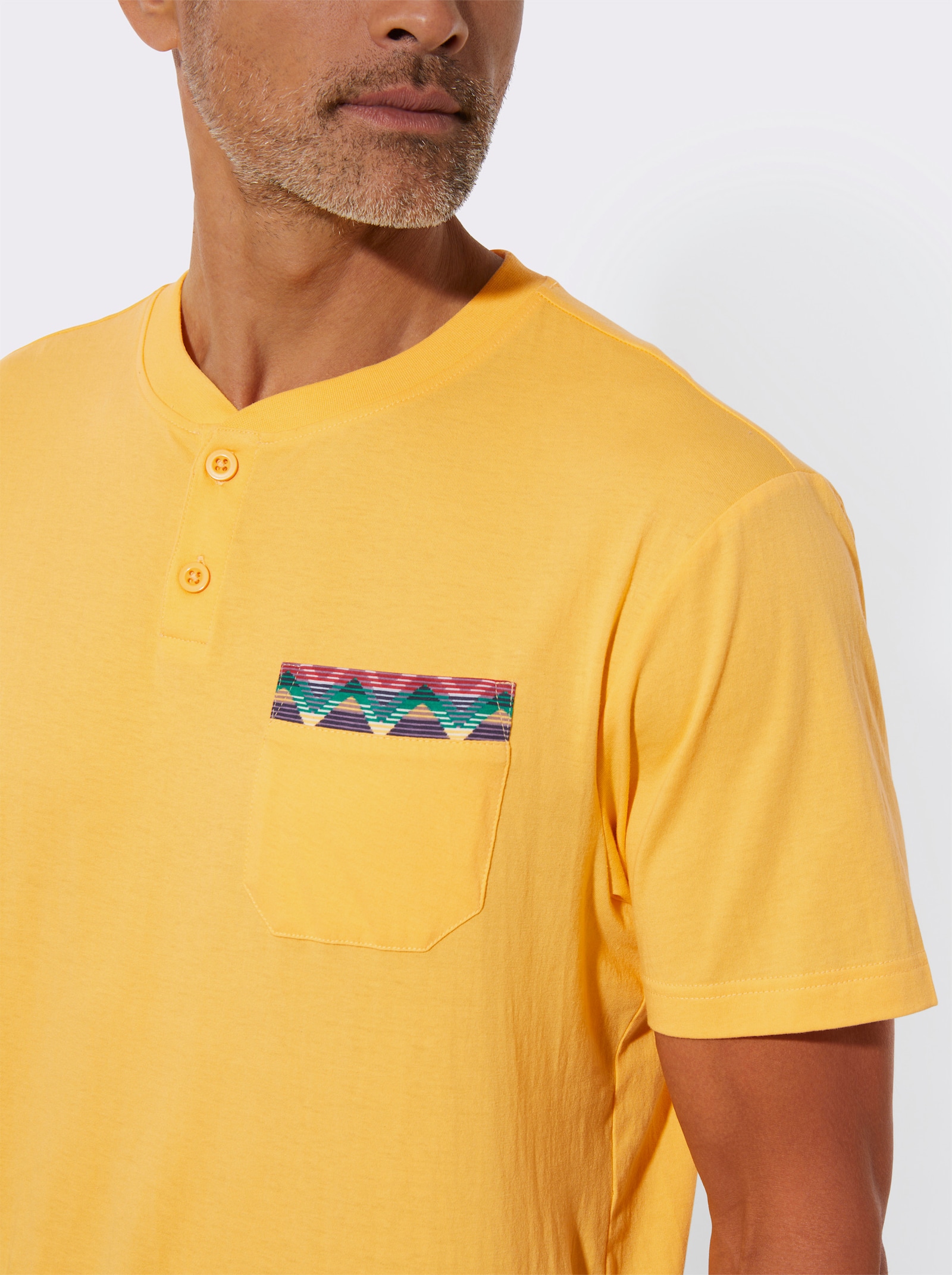 Shorty aus reiner Baumwolle - gelb-gemustert