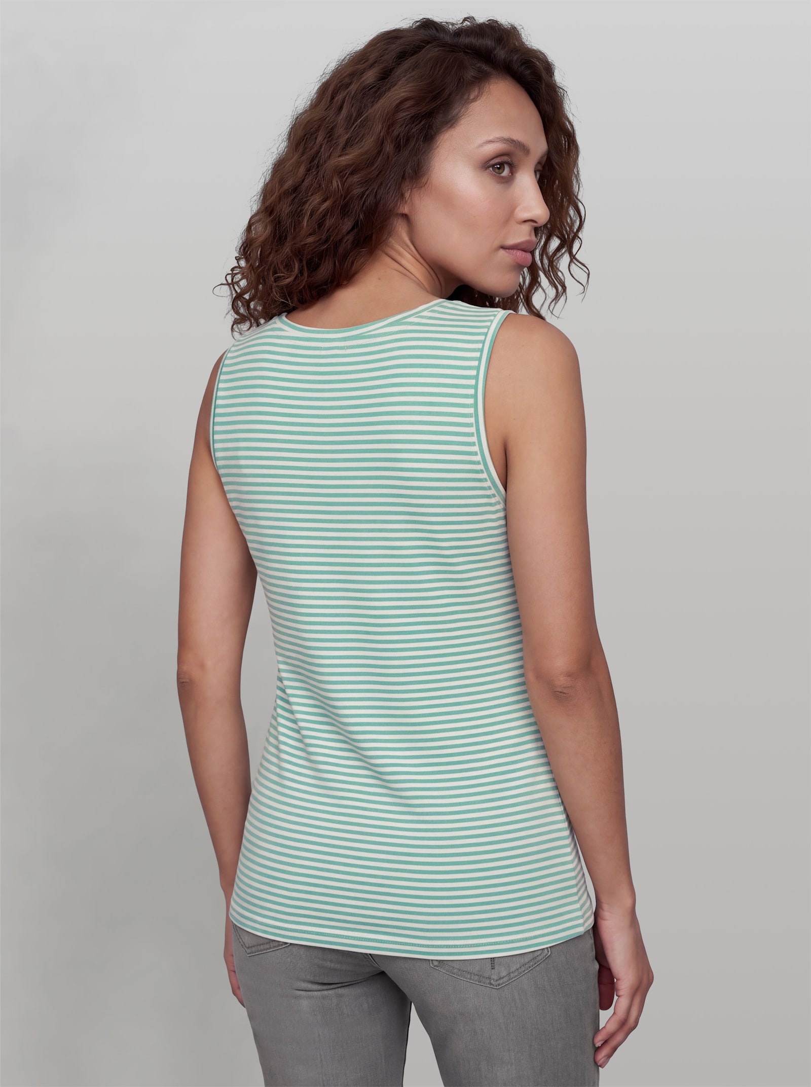 heine Shirttop im Doppelpack - salbei-champagner-geringelt + champagner