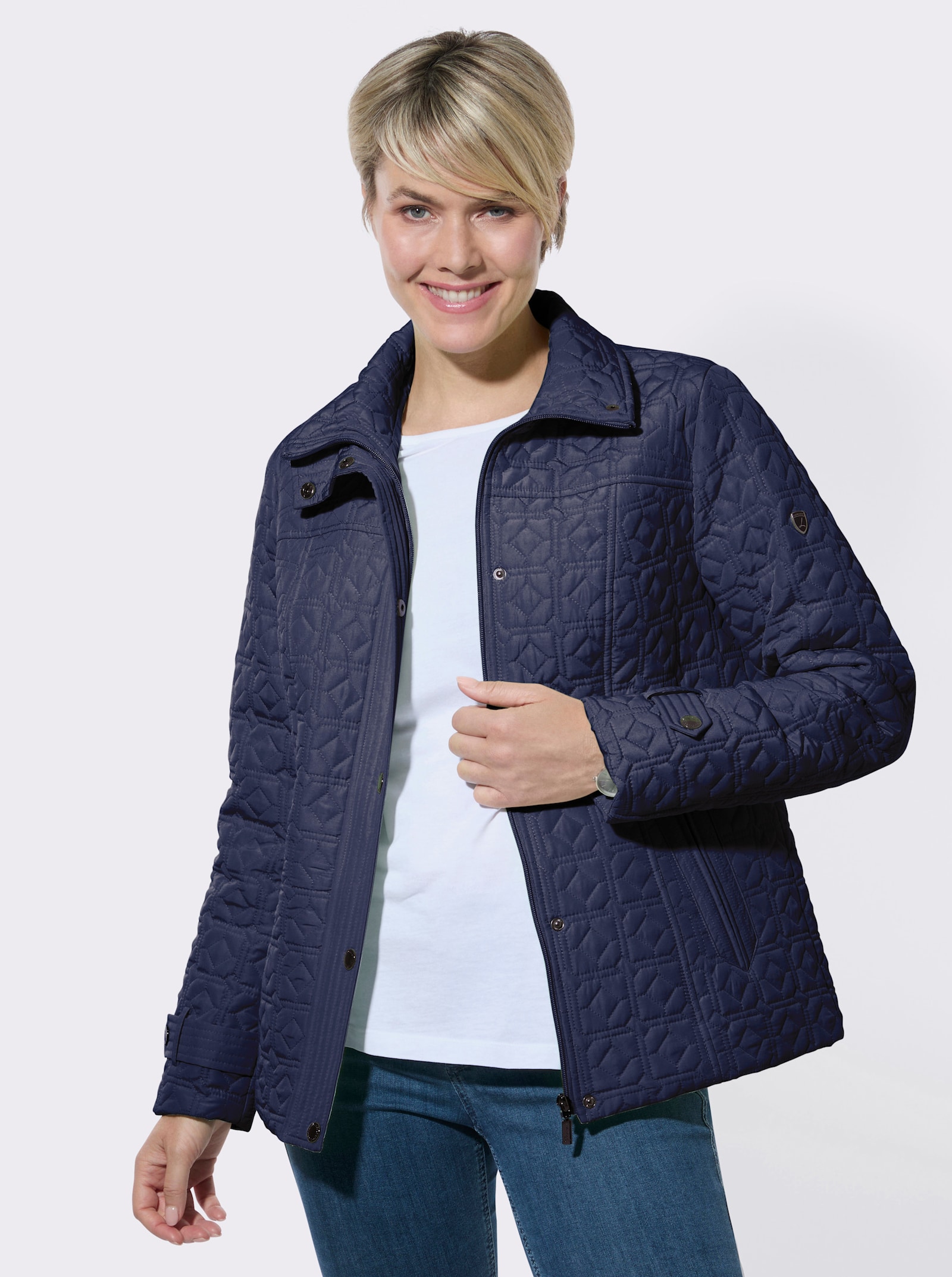 Steppjacke mit Zierriegeln - marine