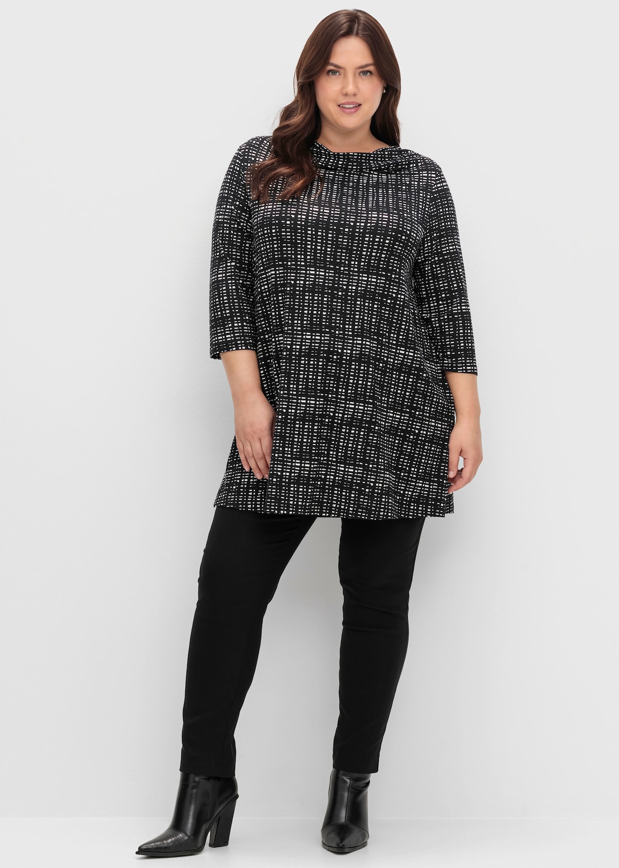 sheego Lang shirt - zwart/wit