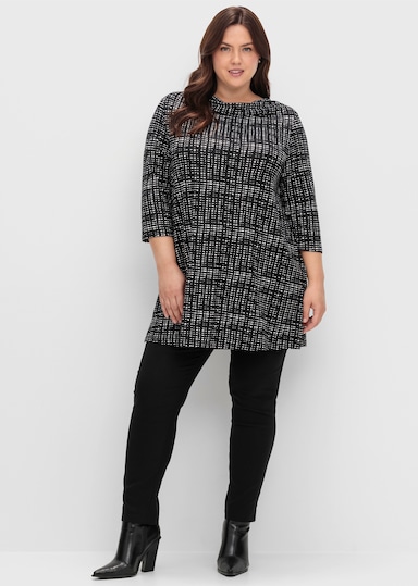 sheego Longshirt - schwarz-weiß