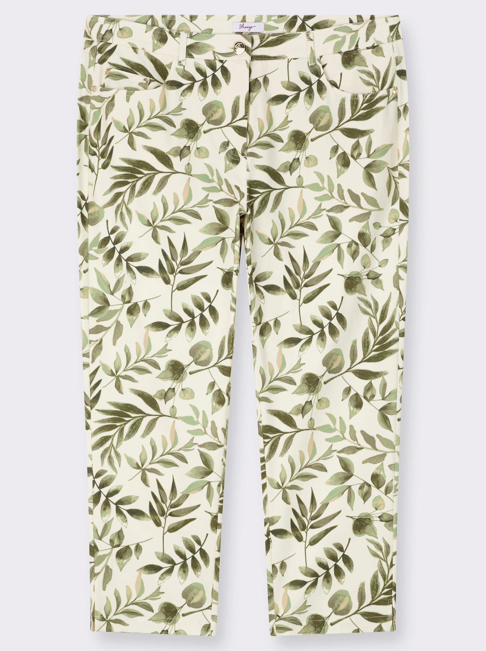 sheego Druckhose in schmaler Form - champagner-pistazie-gemustert