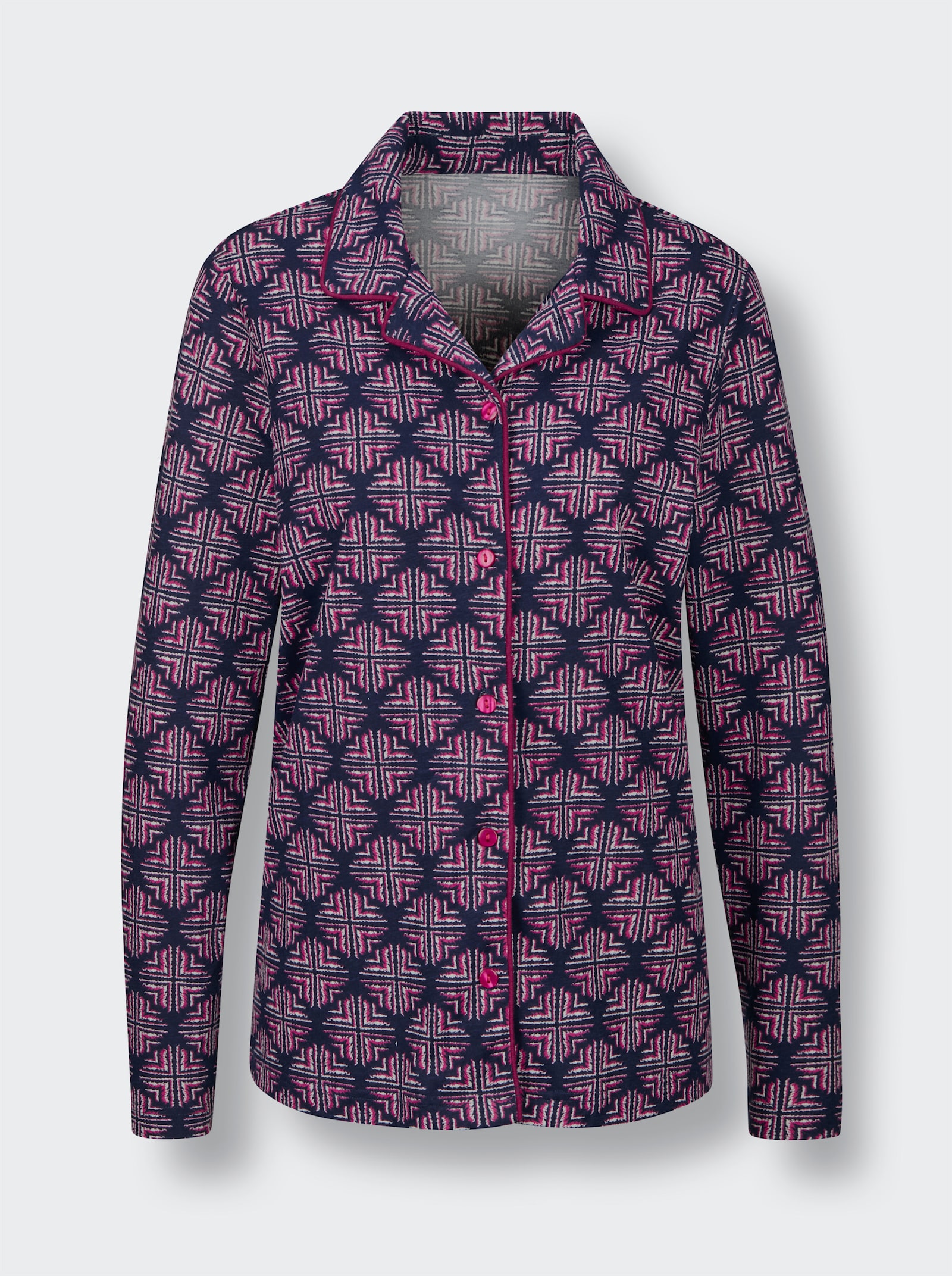 wäschepur Pyjama - marine-magenta-bedruckt