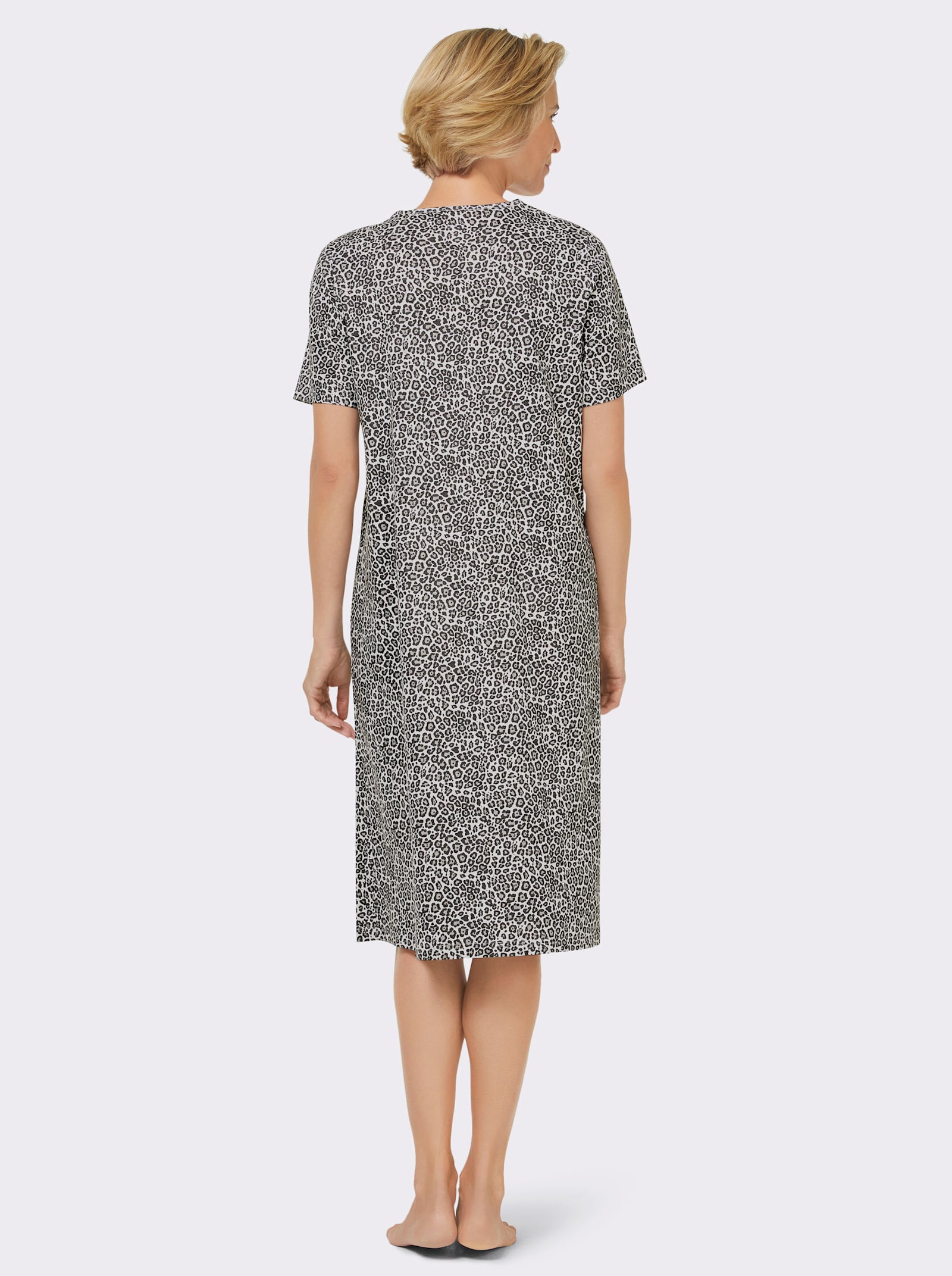 wäschepur Nachthemden im Minimaldessin - weiß-steingrau + hellrosé-altrosa