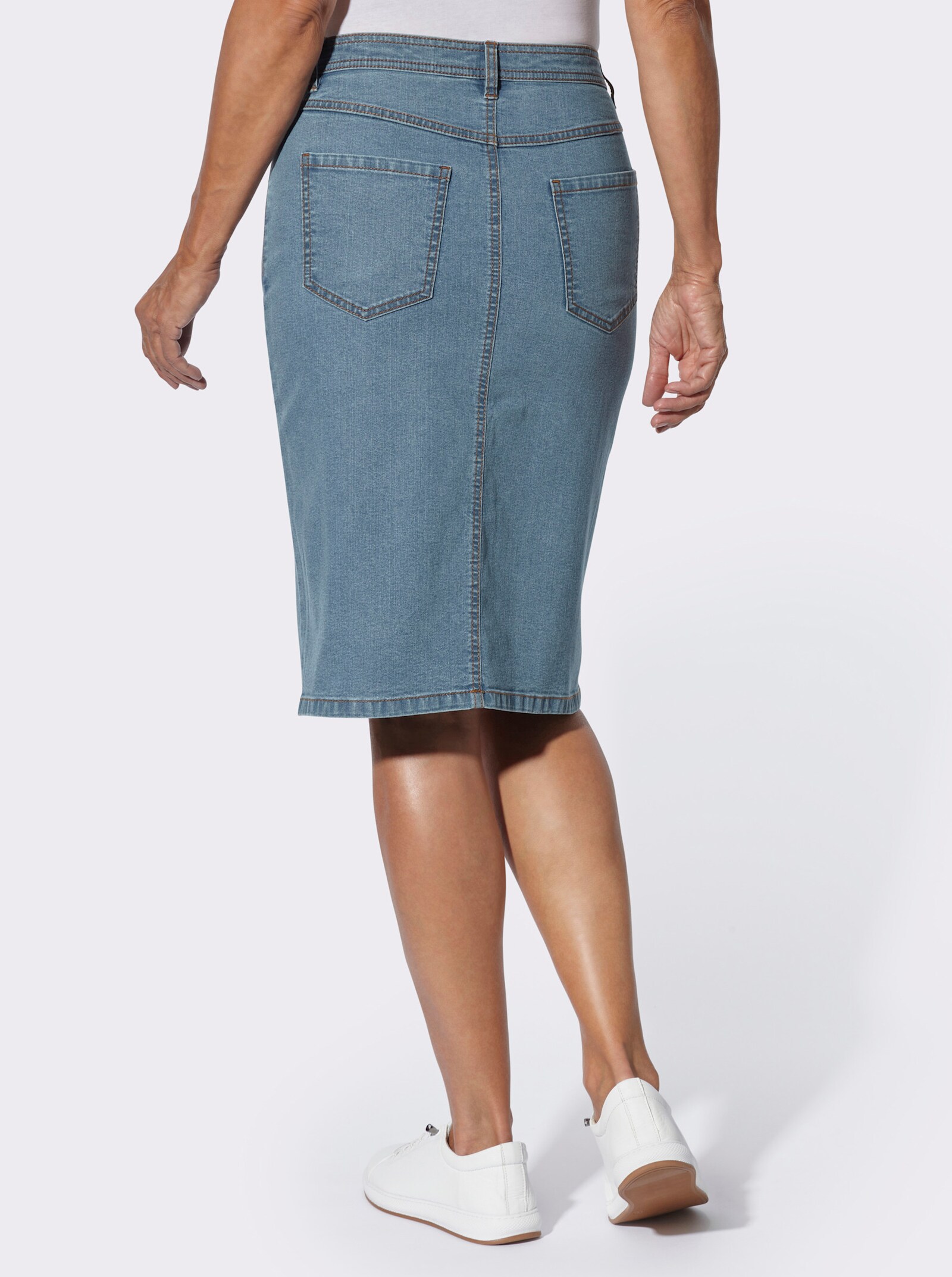 Jeansrock in 5-Pocket-Form - blue-bleached