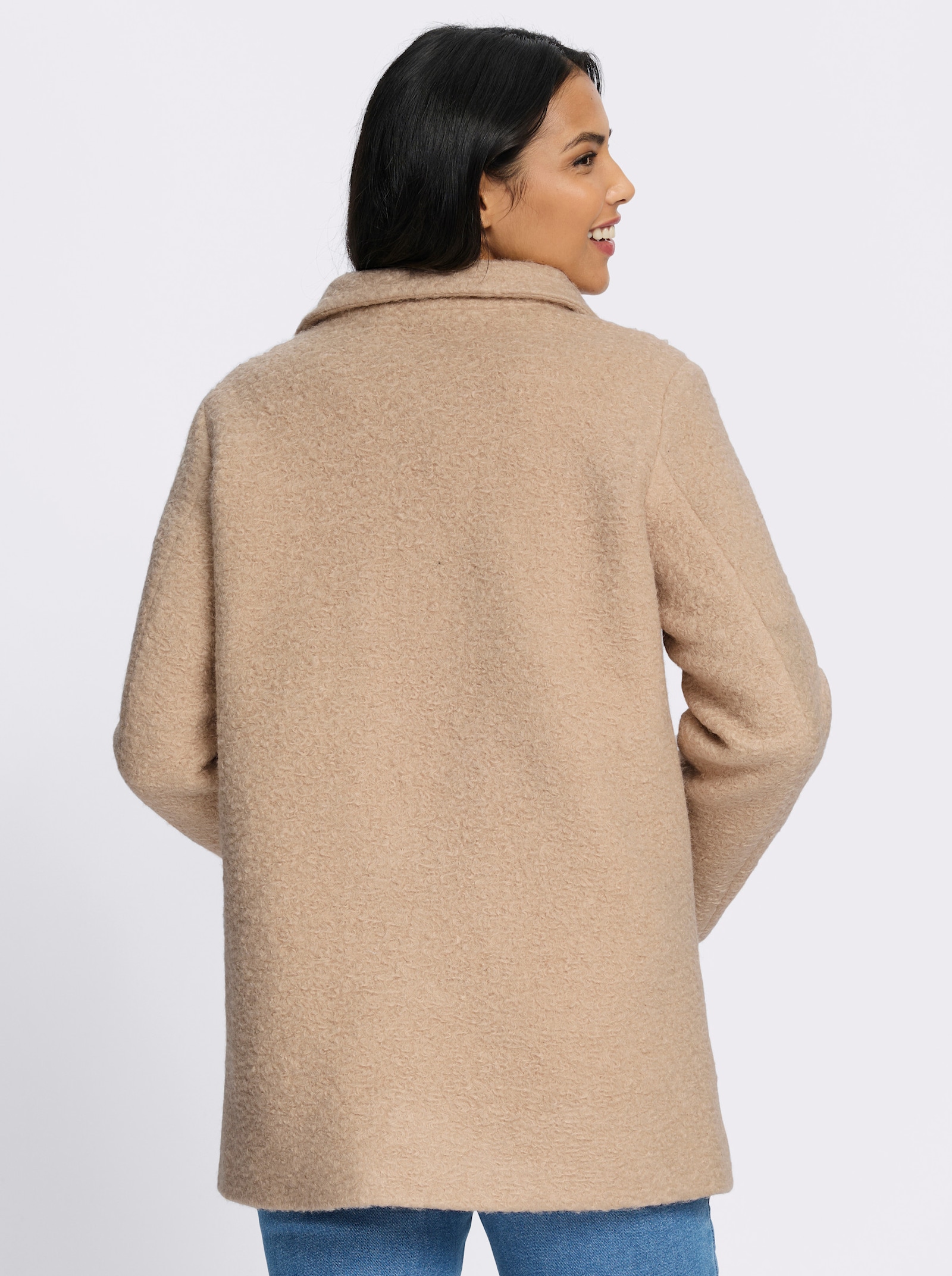 Boucléjacke mit Stehkragen - beige