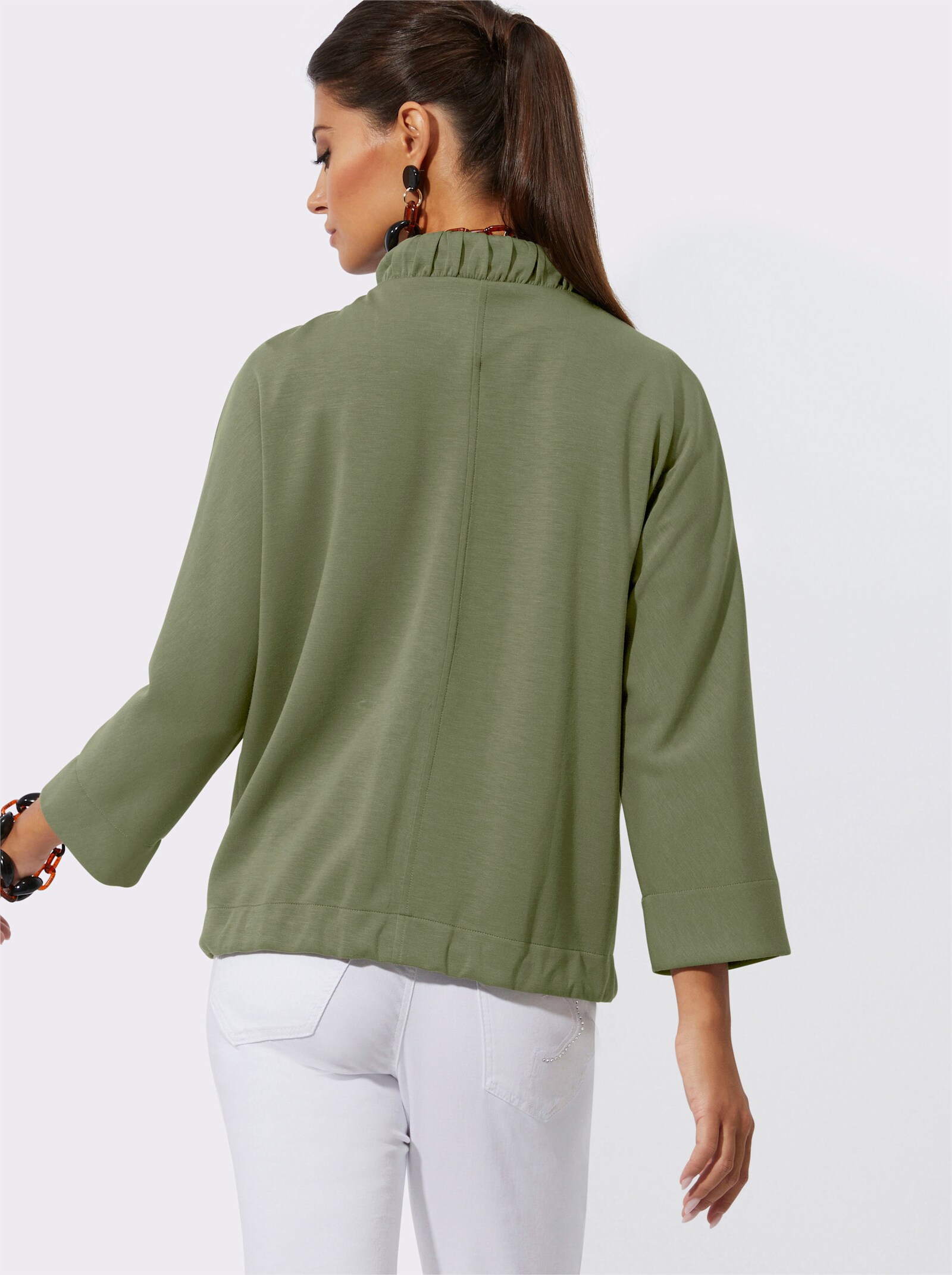 Shirtjacke mit Fledermaus-Ärmeln - khaki