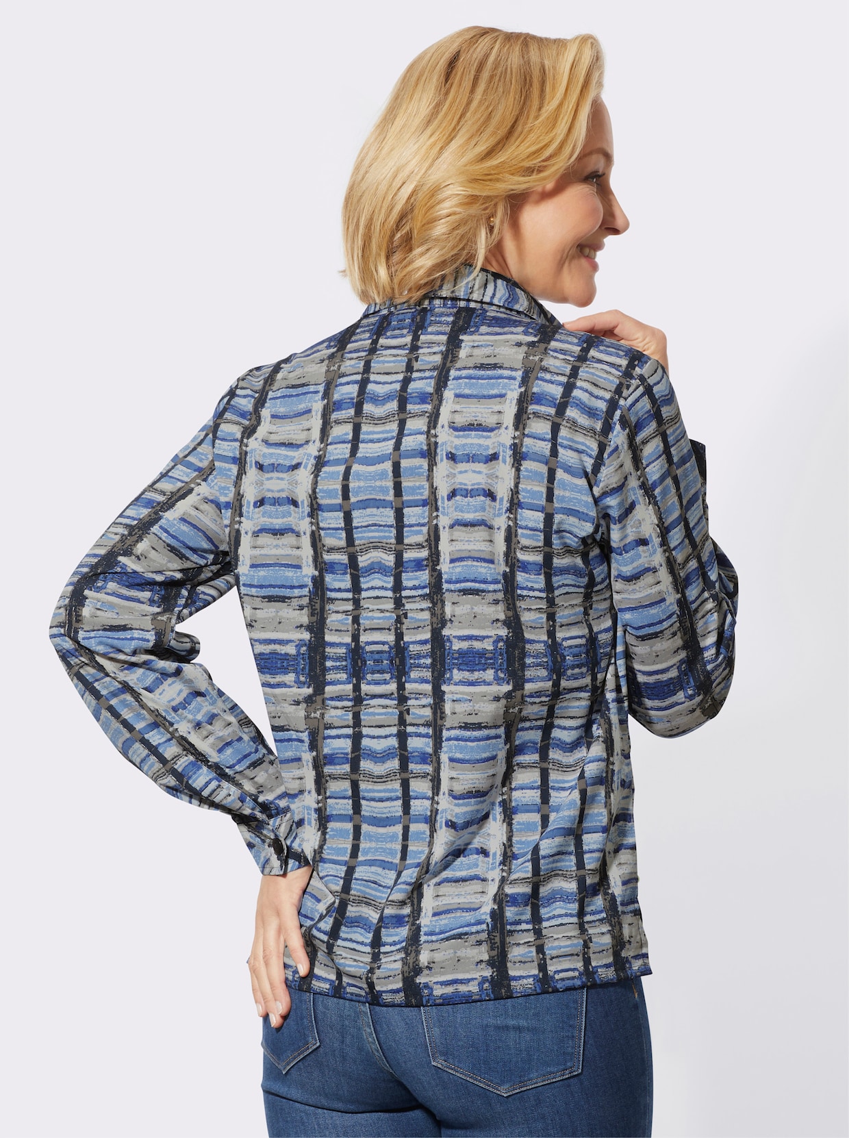 Blouse met lange mouwen - medium blauw/marine bedrukt