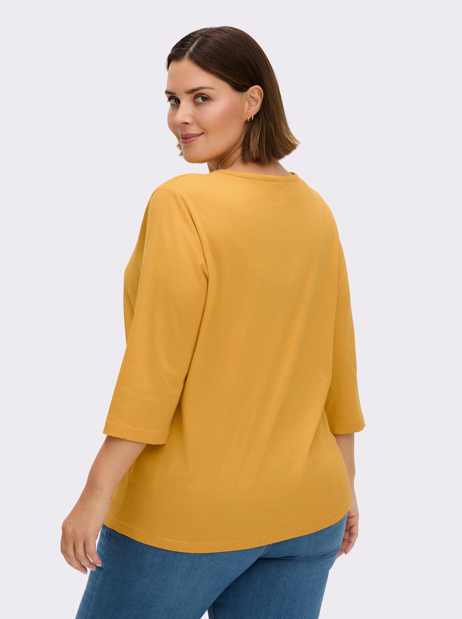 3/4-Arm-Shirt mit Ziersteinchen - ocker