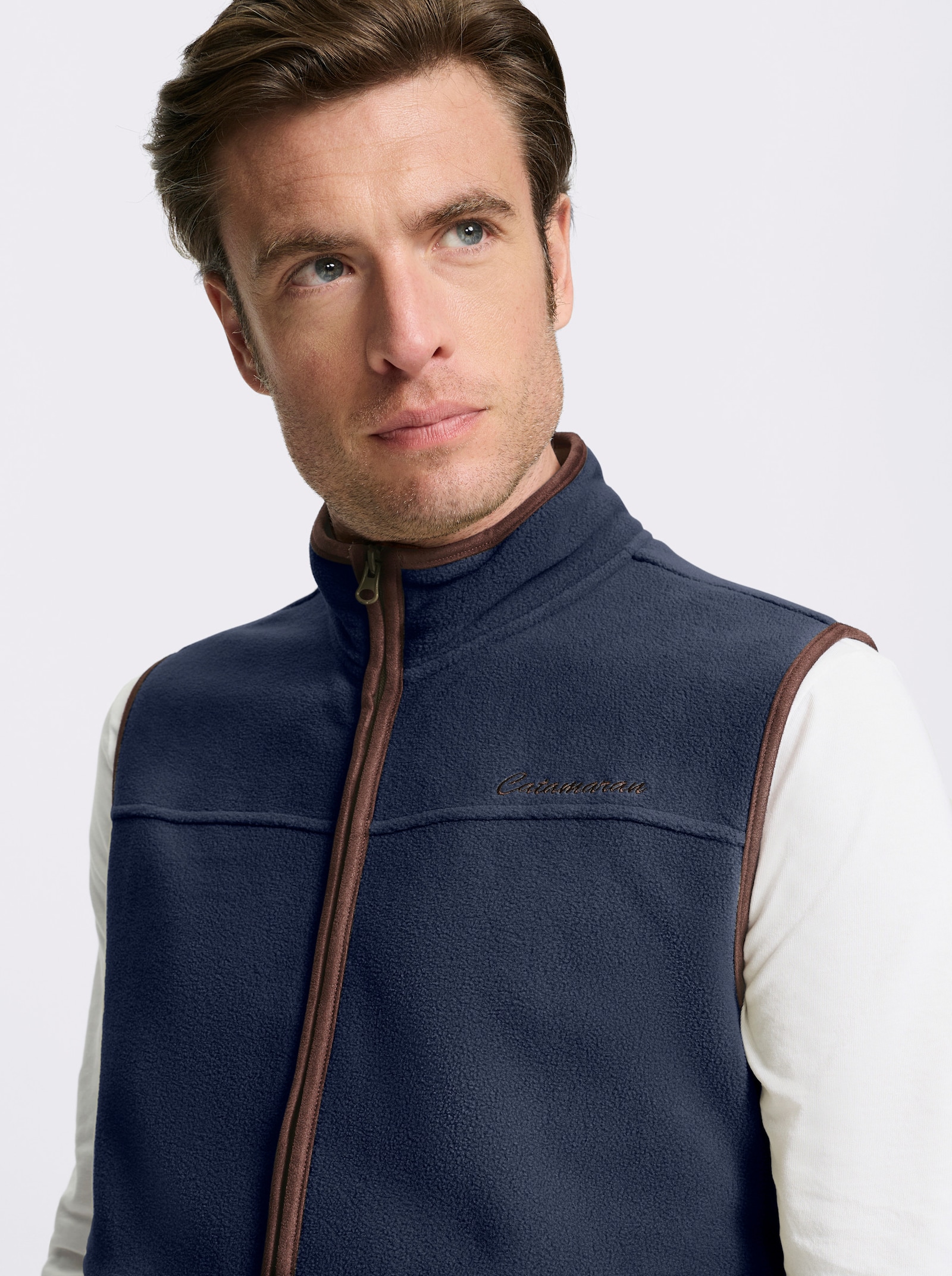 Catamaran Fleecejacke mit Stickerei - marine-schoko