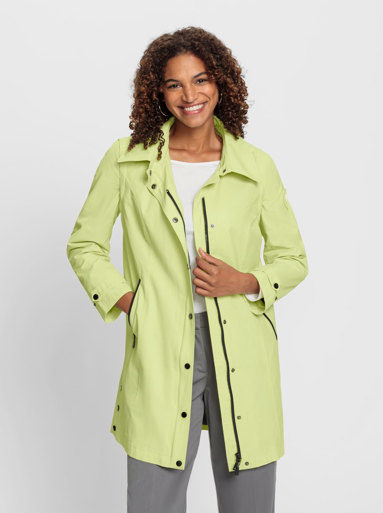 2-in-1-Jacke mit abnehmbarer Kapuze - pistazie