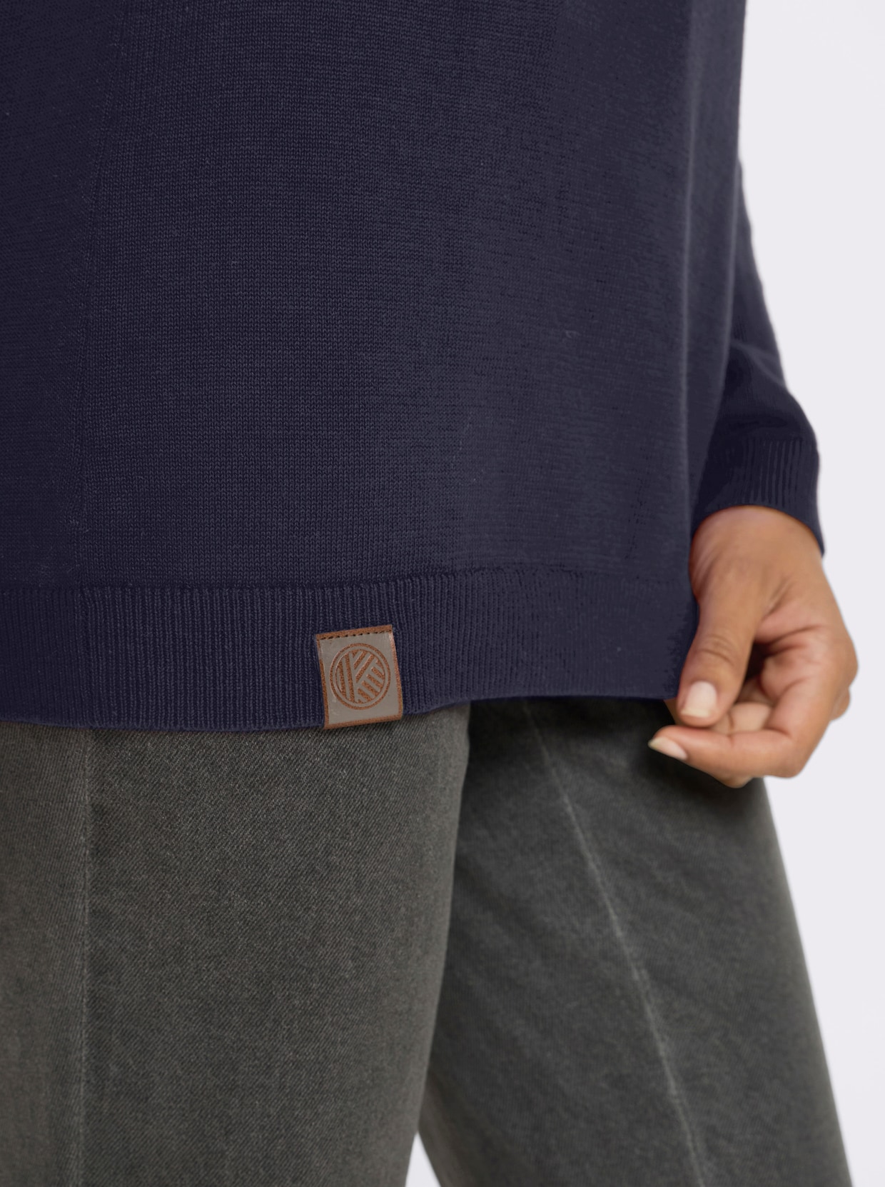 Longpullover mit 50% Baumwolle - marine