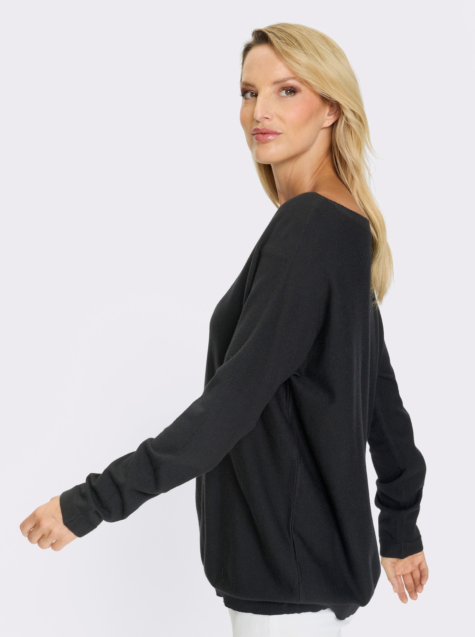 heine Strickpullover mit Fledermausärmeln - schwarz