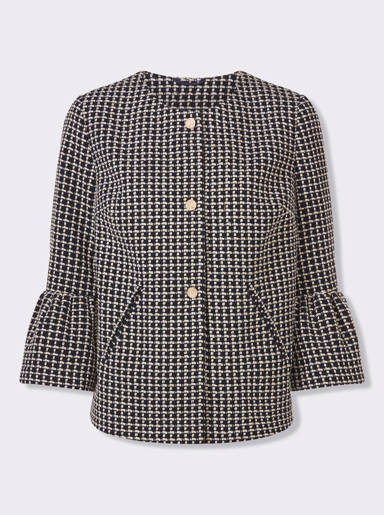 heine Bouclé-Blazer - marine-ecru-gemustert