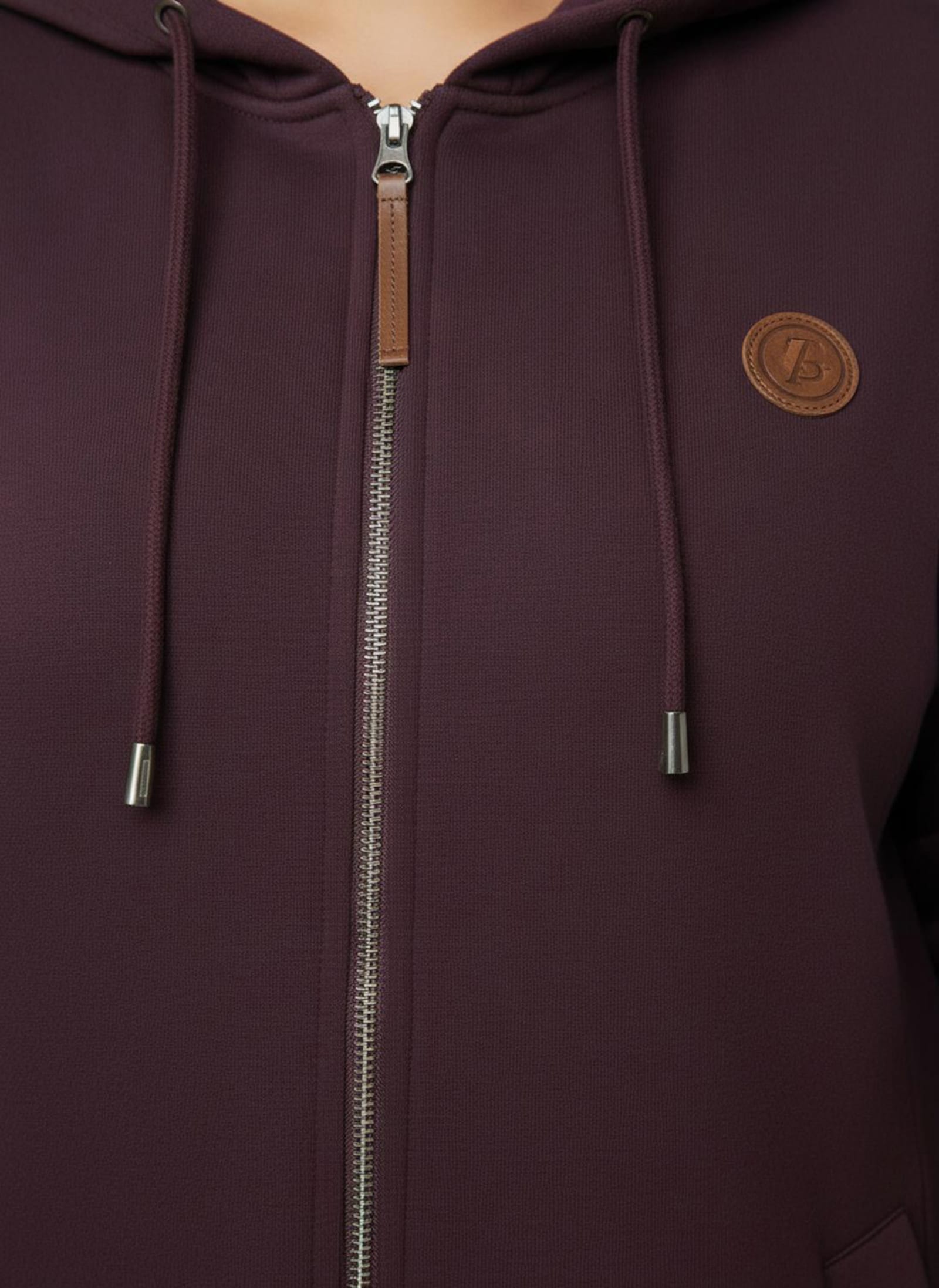 Sweatjacke mit 2-Wege-Reißverschluss - burgund