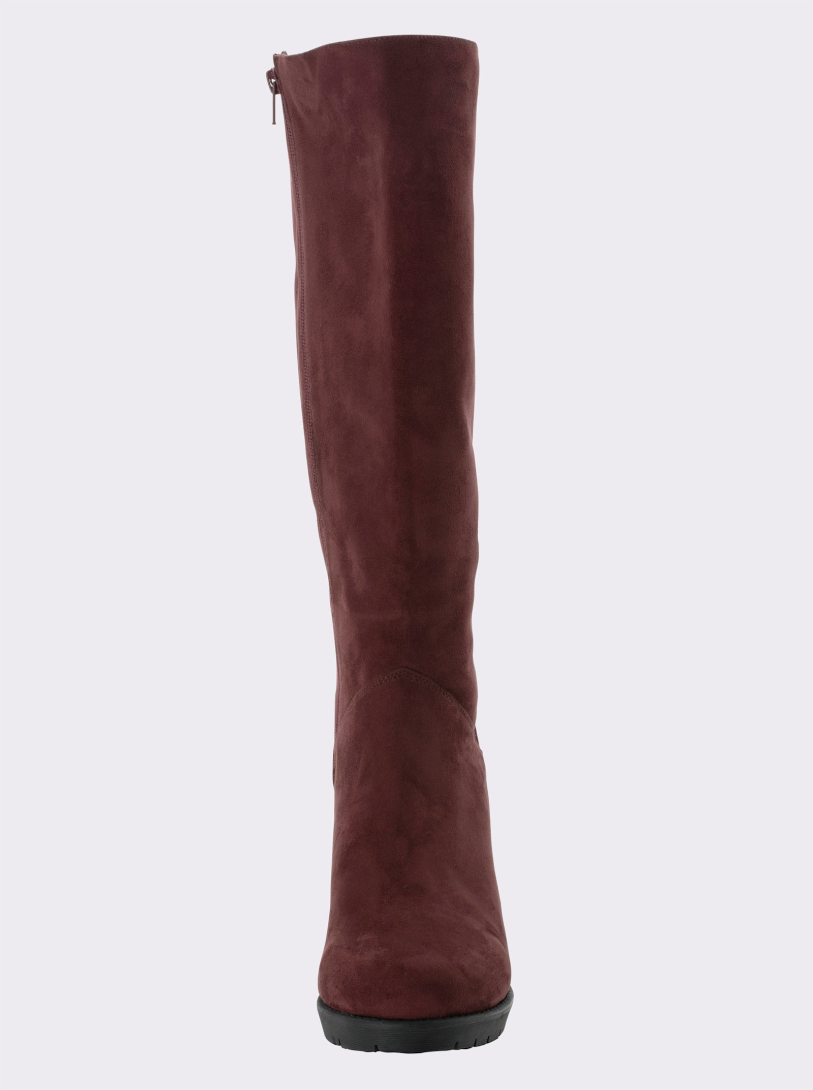 sheego Weitschaftstiefel in Wildleder-Optik, mit bezogenem Absatz - burgund