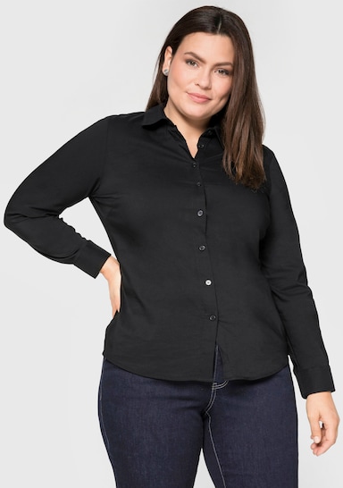 sheego Stretchbluse leicht tailliert - schwarz