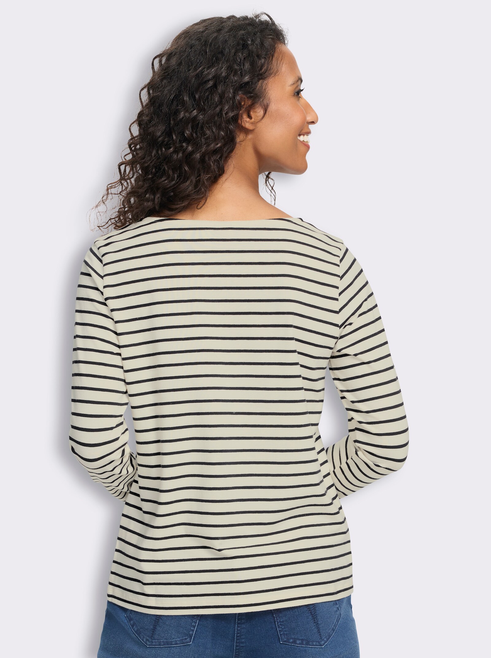 heine Ringelshirt mit Karree-Ausschnitt - champagner-schwarz-geringelt