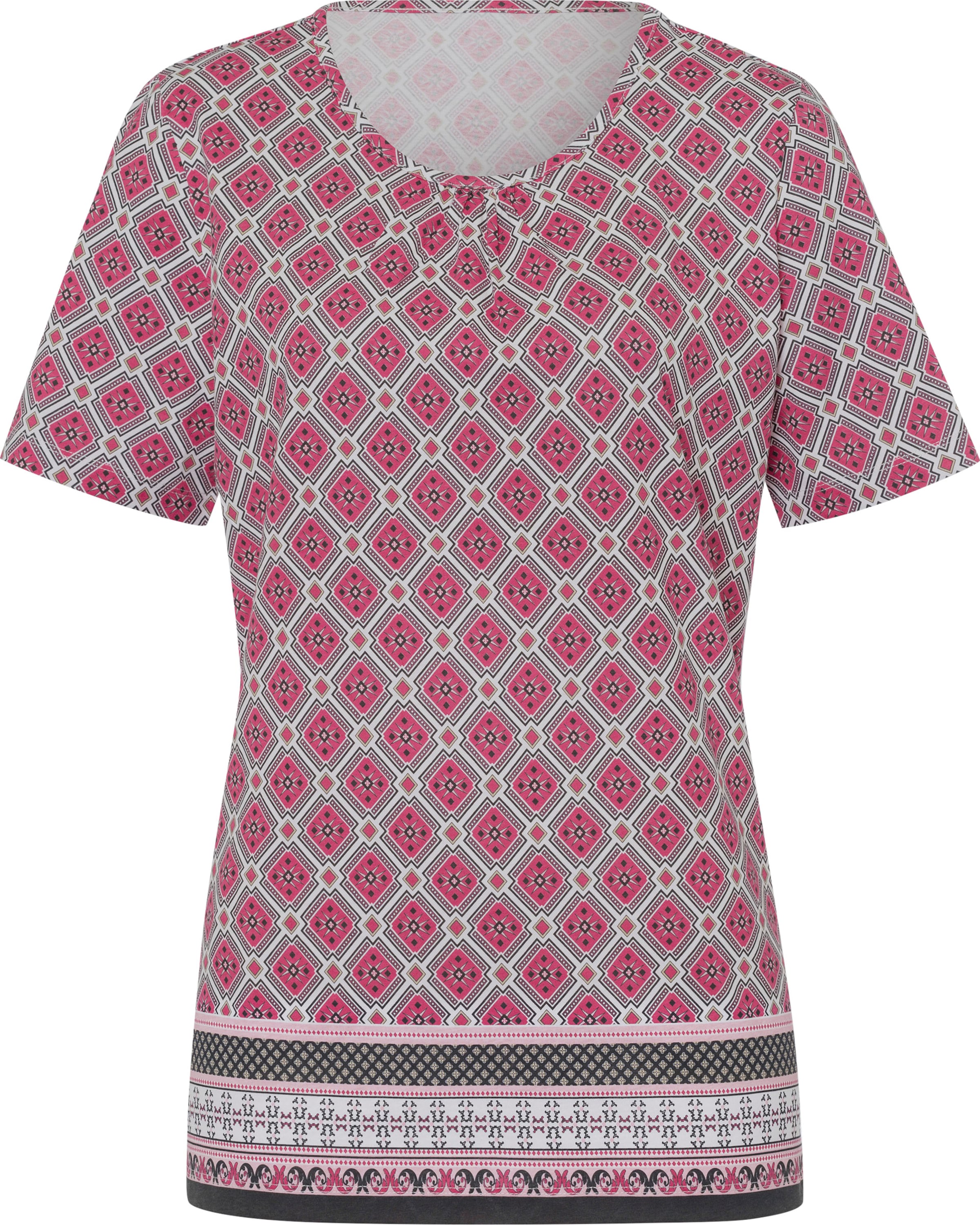 Your Look... for less! Dames Shirt met korte mouwen fuchsia/wit bedrukt Maat