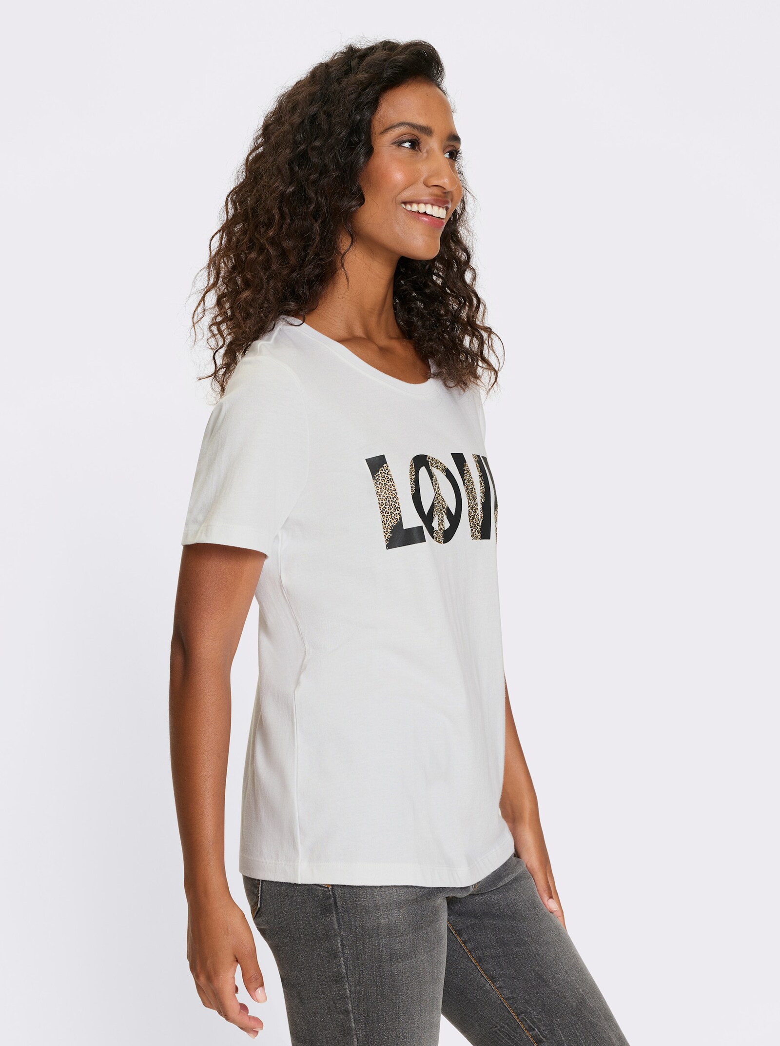 heine T-Shirt mit Statement-Print - weiß