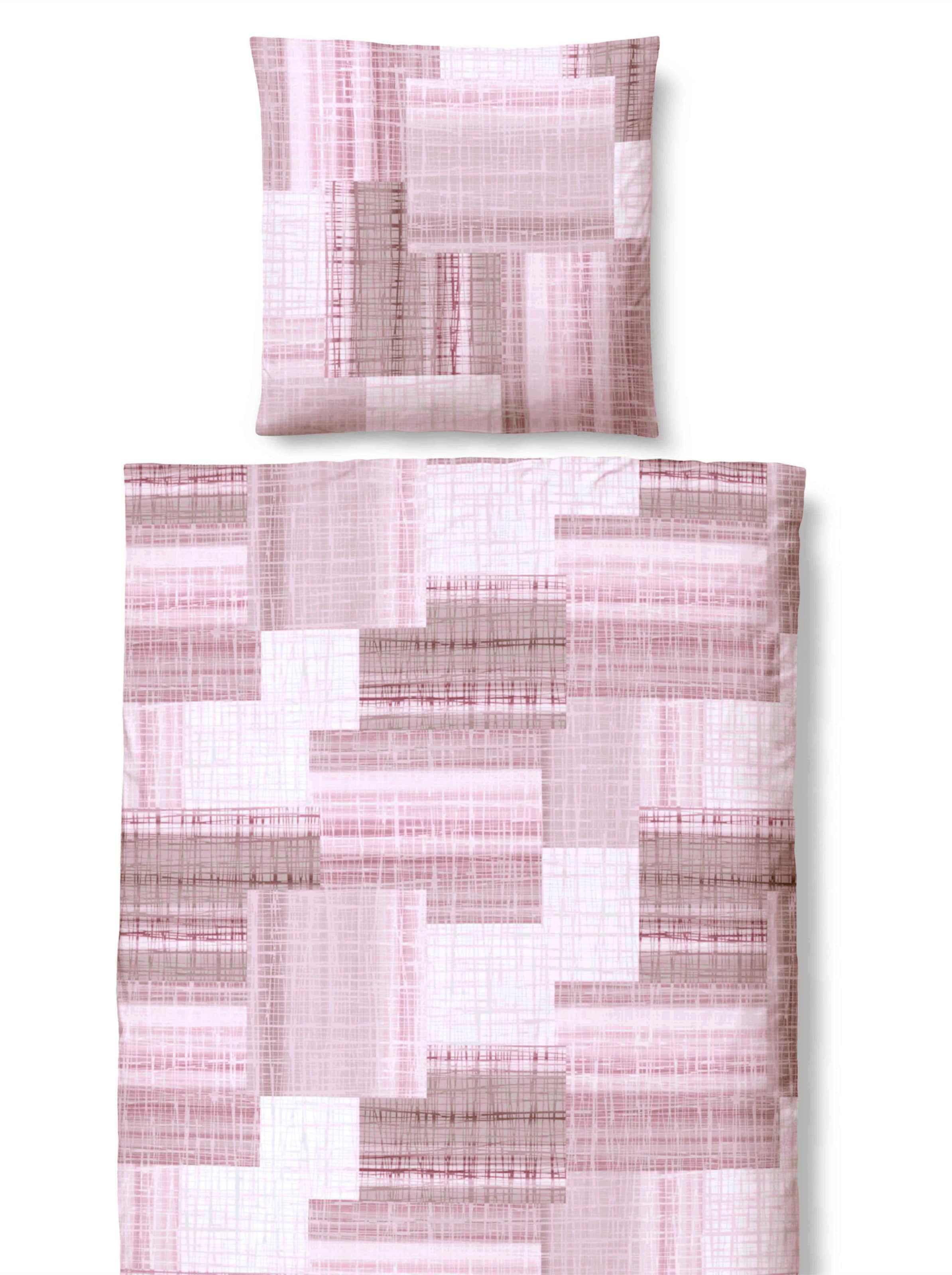 Garnitur günstig Kaufen-Bettwäsche in rosé von Biberna. Bettwäsche in rosé von Biberna <![CDATA[Bettwäsche von Biberna in grafischem Dessin. Bügelfrei und mit praktischem Reißverschluss. Zu jeder Garnitur erhalten Sie einen Kissenbezug 40x80 cm.]]>. 