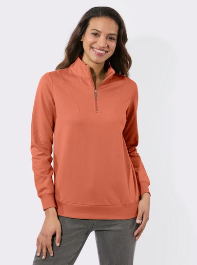 Sweatshirt mit Troyerkragen - papaya