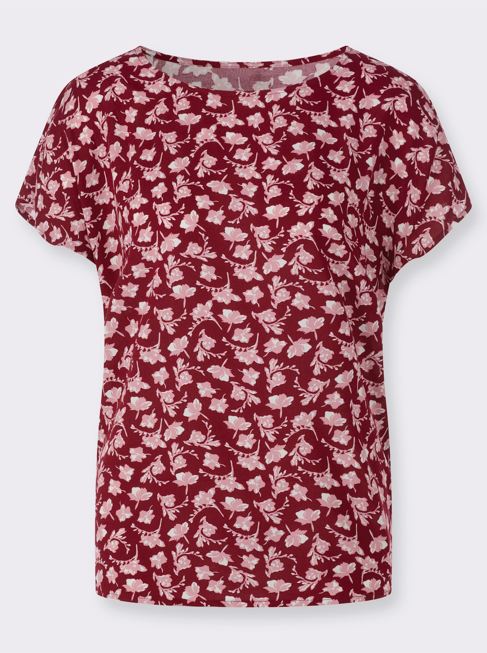 Blouseshirt met bloemdessin - bordeaux/wit bedrukt