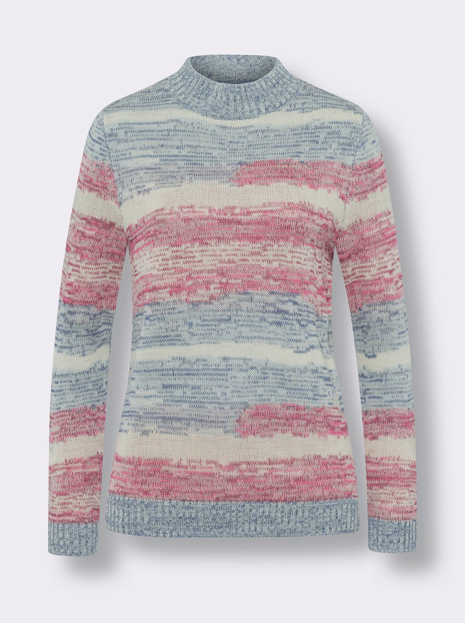 Stehkragenpullover in Melange-Optik - champagner-malve-gemustert