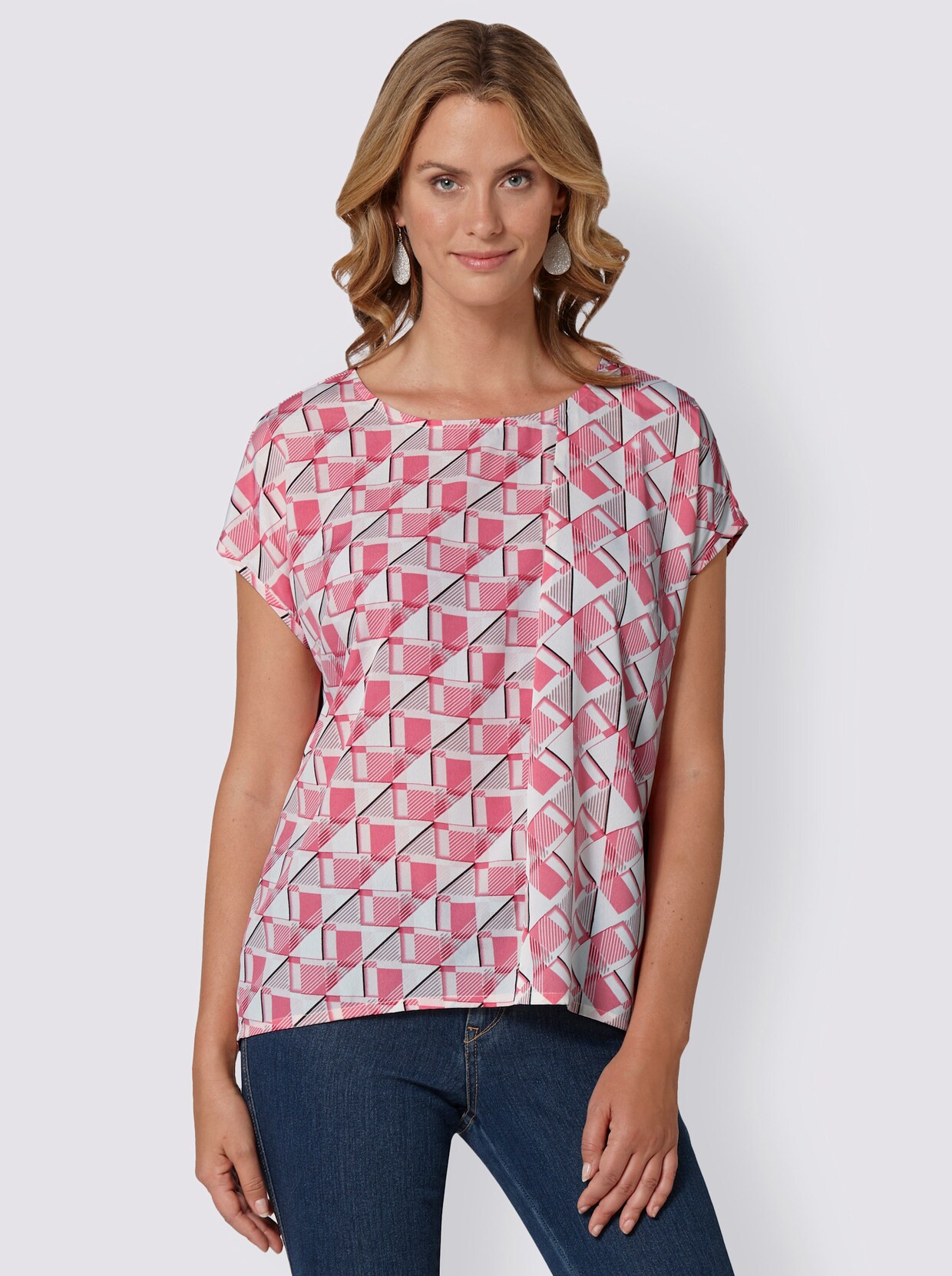 Blouse met print - pink/wit gedessineerd
