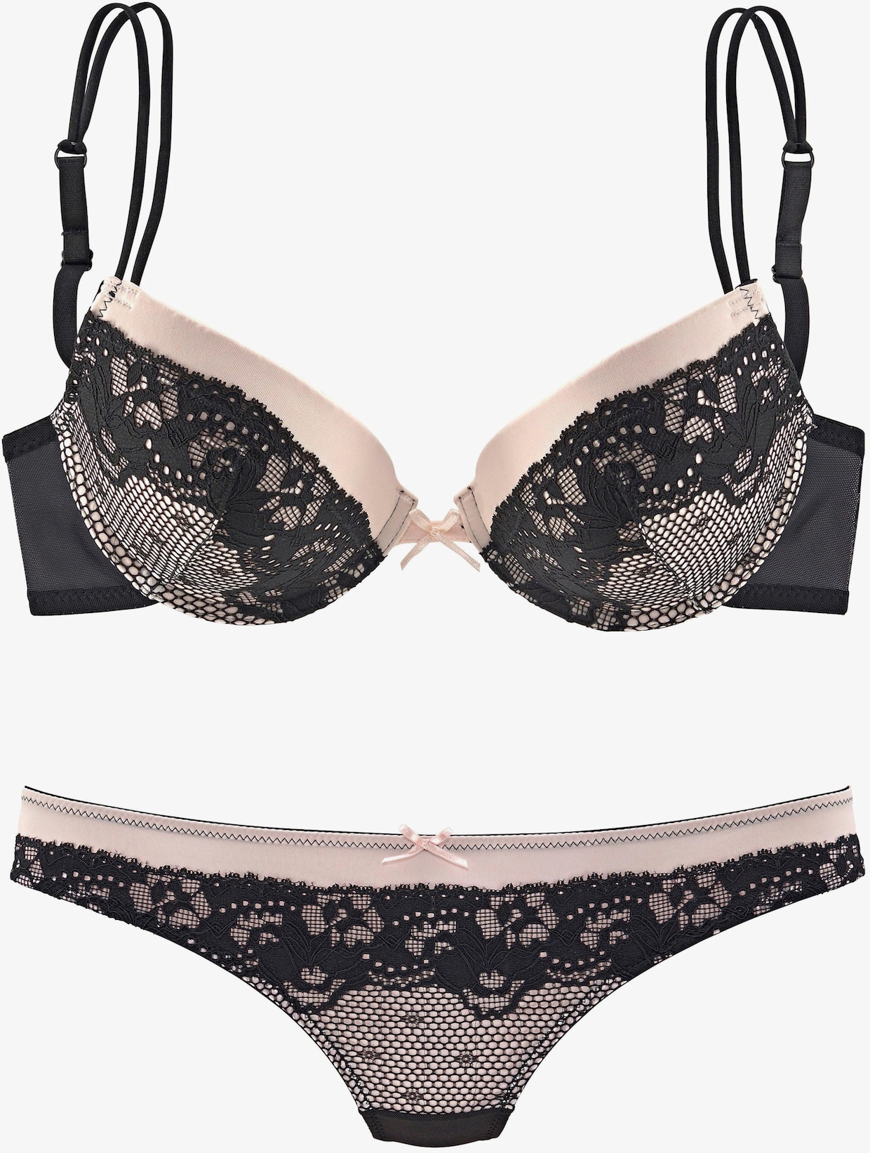 Melrose Set: push-upbeha - zwart/poudre