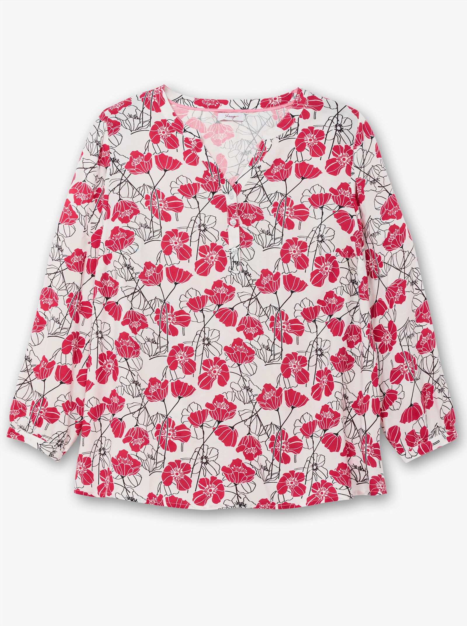 sheego Tuniek met bloemenprint rondom - ecru gedessineerd