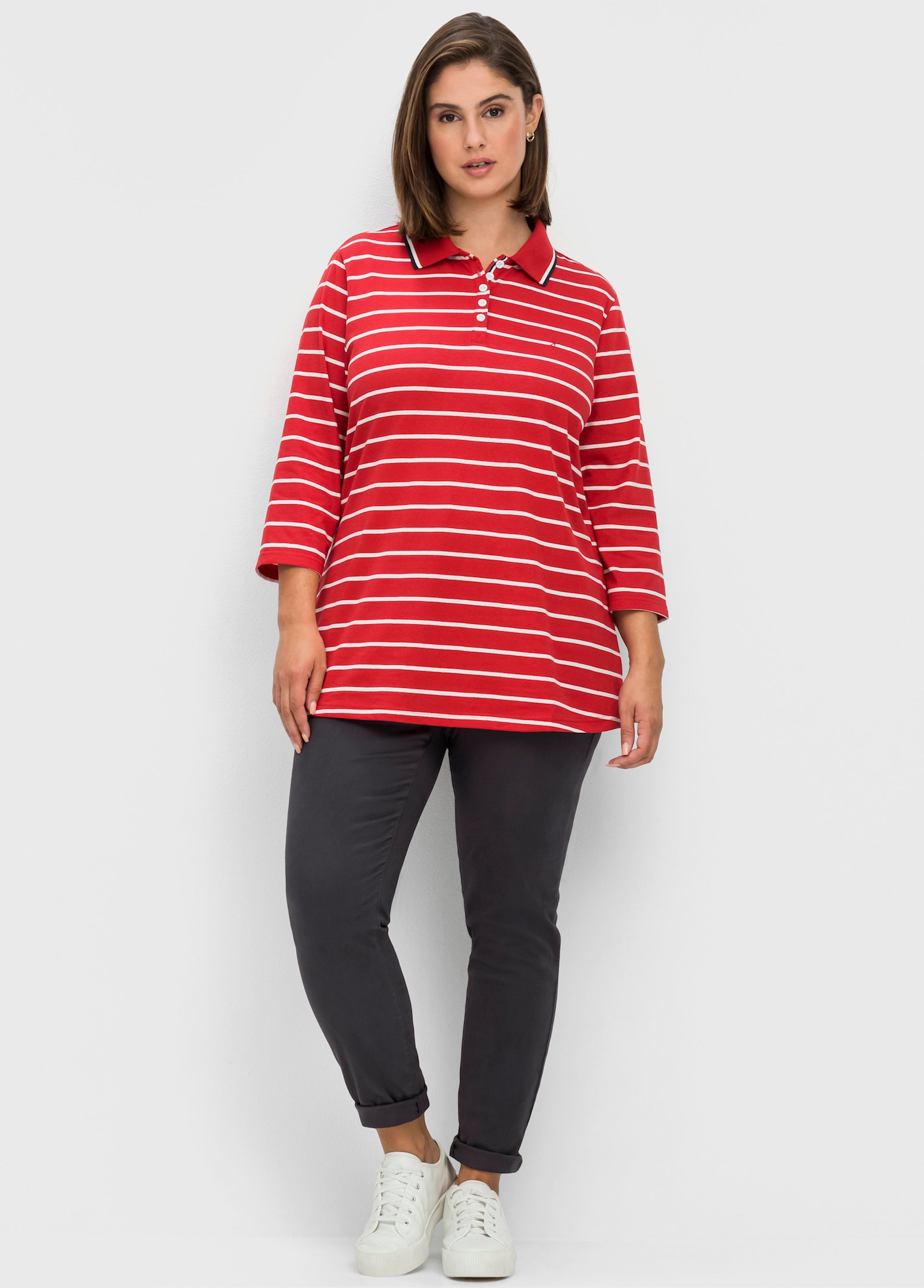 sheego Hose mit schmalem Bein und bequemer Taille - dunkelgrau