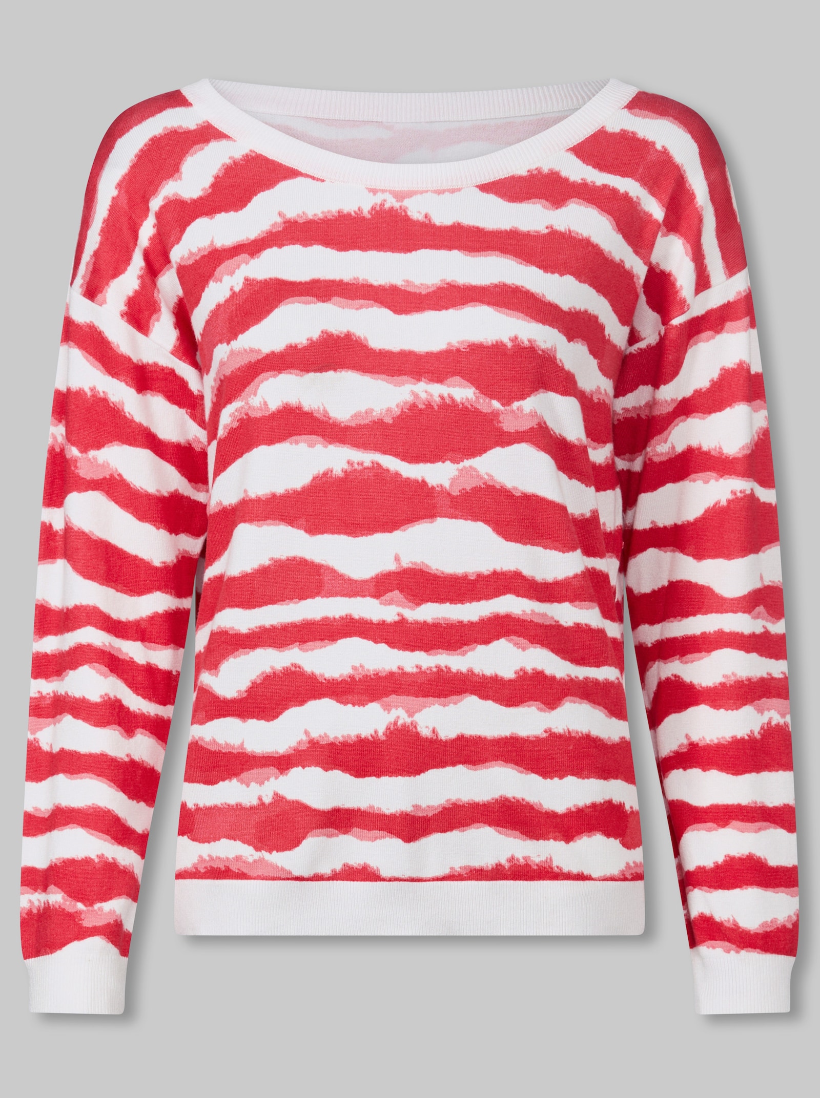 heine Feinstrickpullover mit Streifen-Print - ecru-hummer-bedruckt