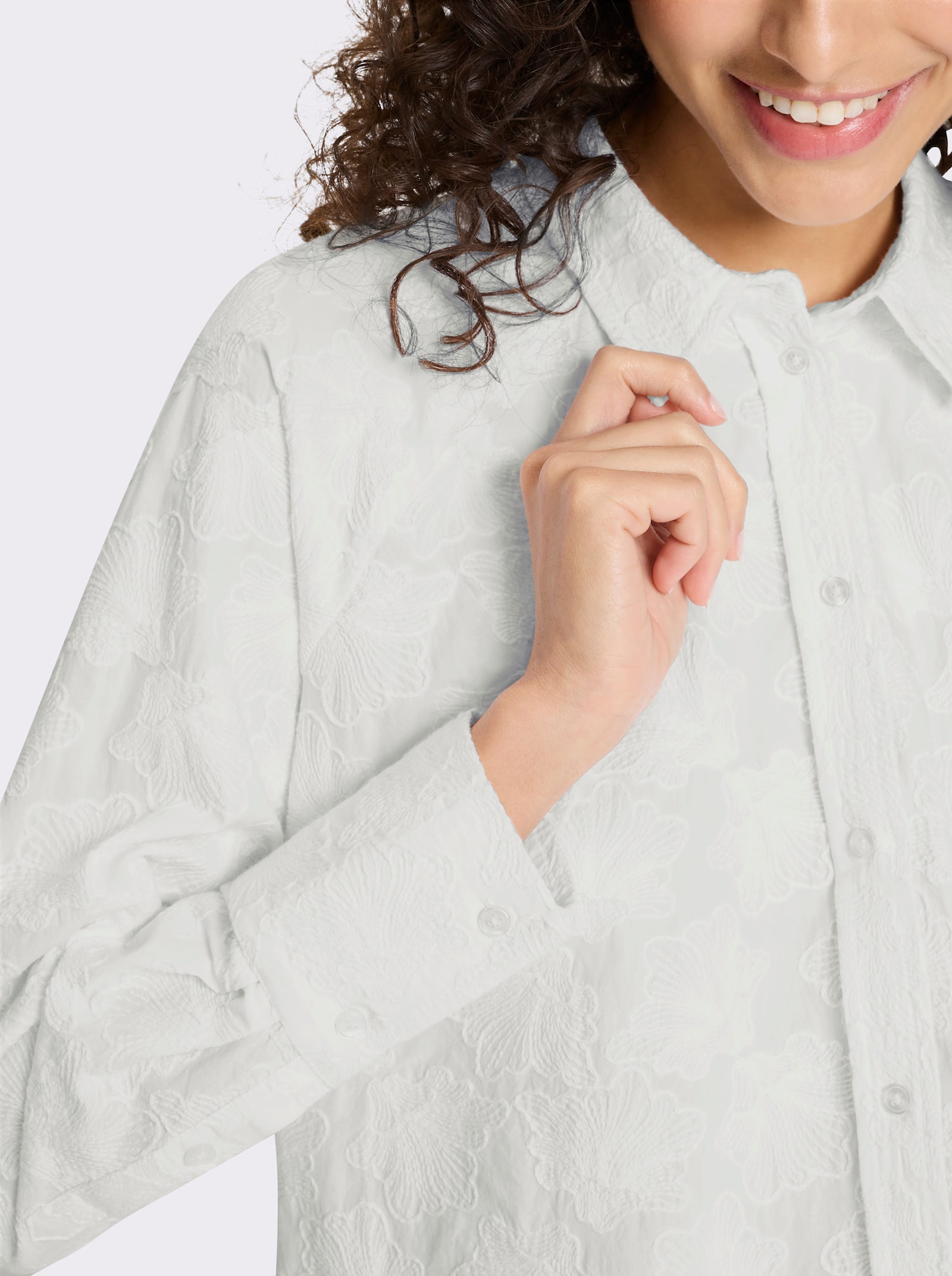 heine Baumwollbluse mit Strukturmuster - ecru