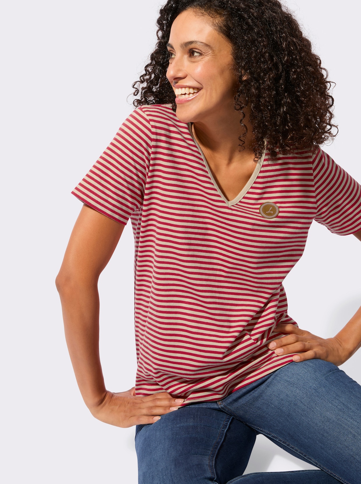 Ringelshirt - erdbeere-sand-geringelt