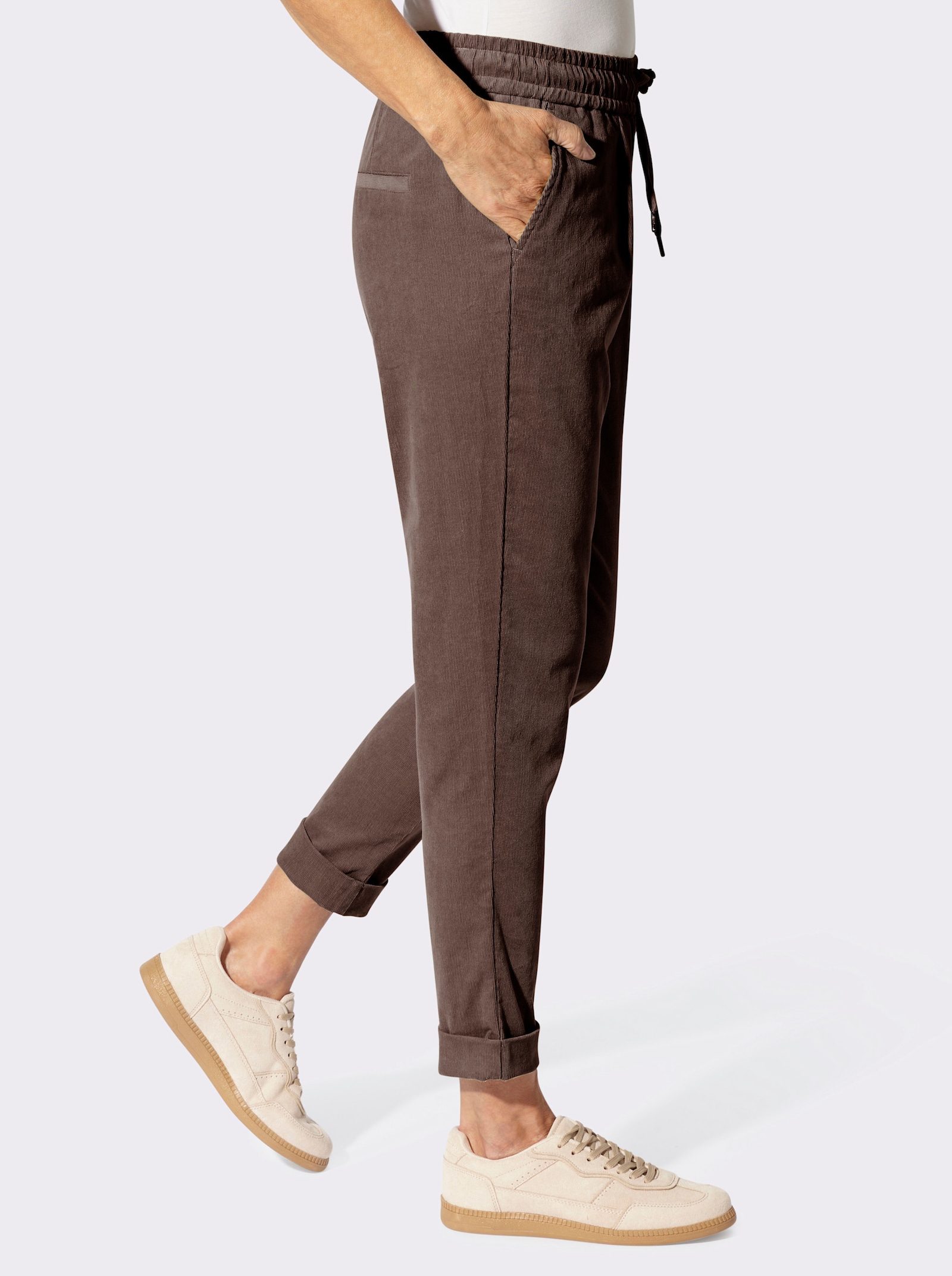Cordhose mit Schlupfbund - schoko