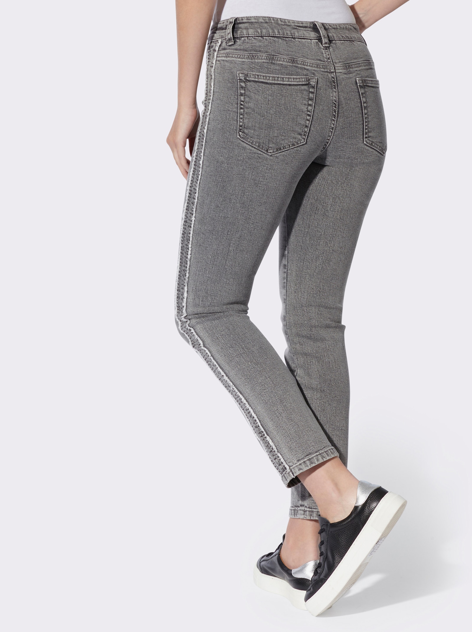 heine 5-pocketjeans met galonstrepen - grey denim