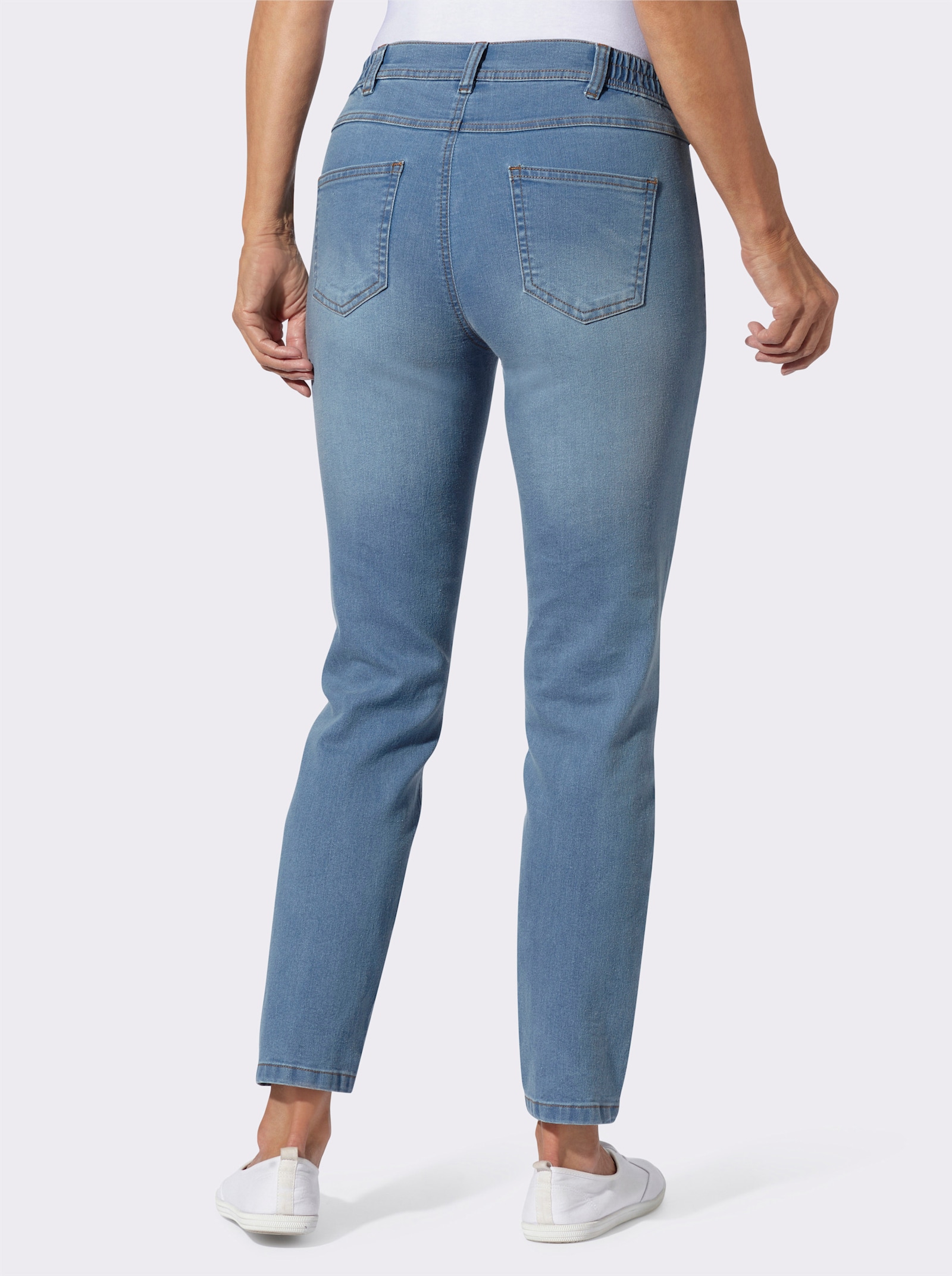 Jeans mit Ziernaht an den Taschen - blue-bleached