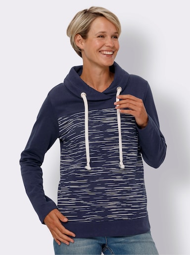 Sweatshirt - marine-ecru-bedruckt