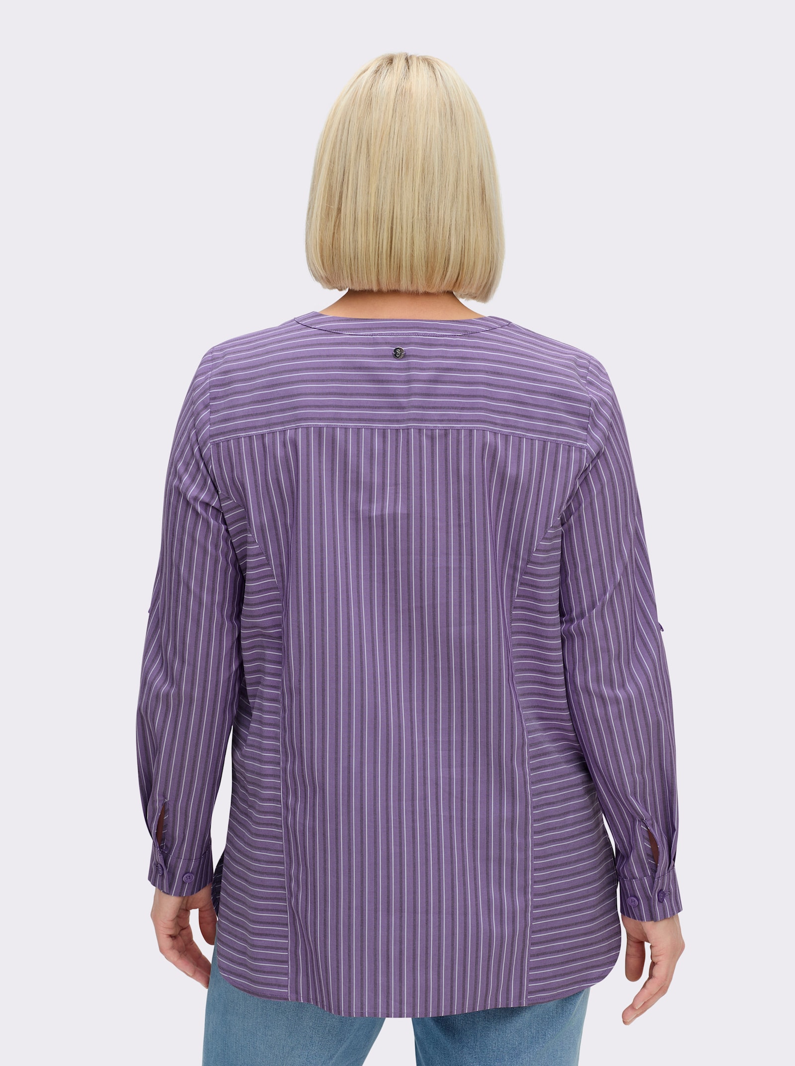 sheego Tunika im Streifen-Mix - lila-ecru-gestreift