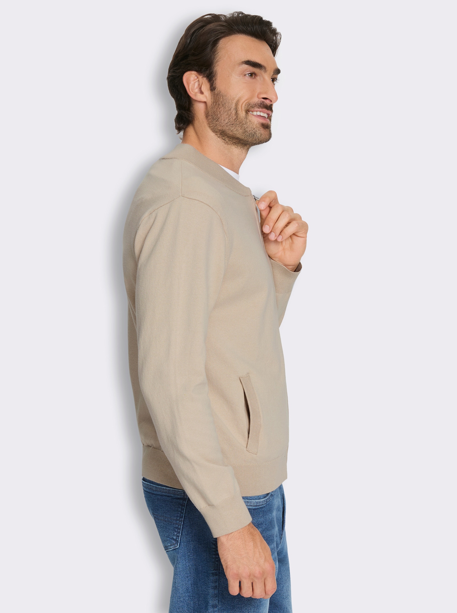 Marco Donati Strickjacke im Blouson-Stil, mit Baumwolle - sand